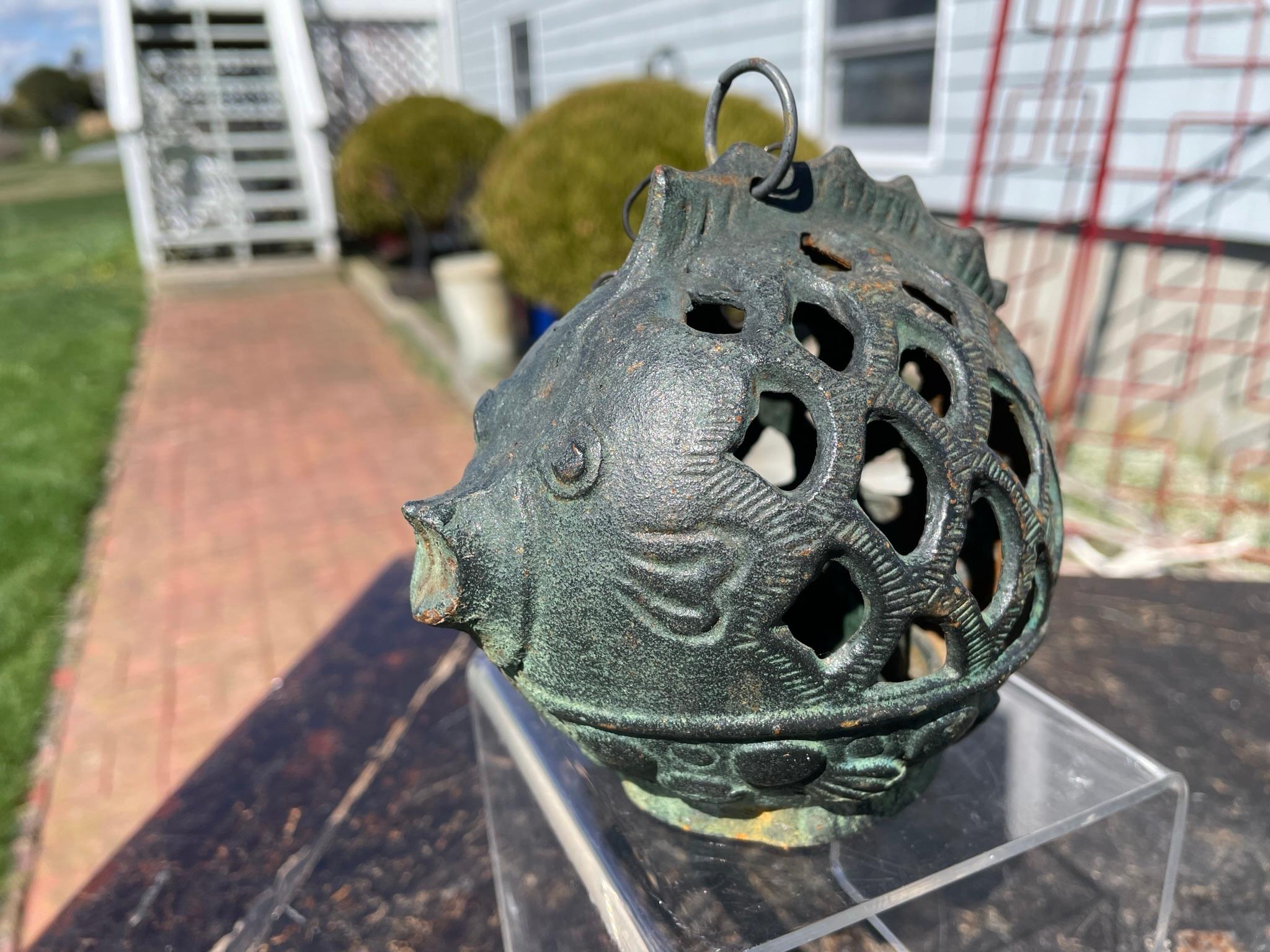 Japanese Rare Old Vintage Baby Puffer Fish Lighting Lantern 8