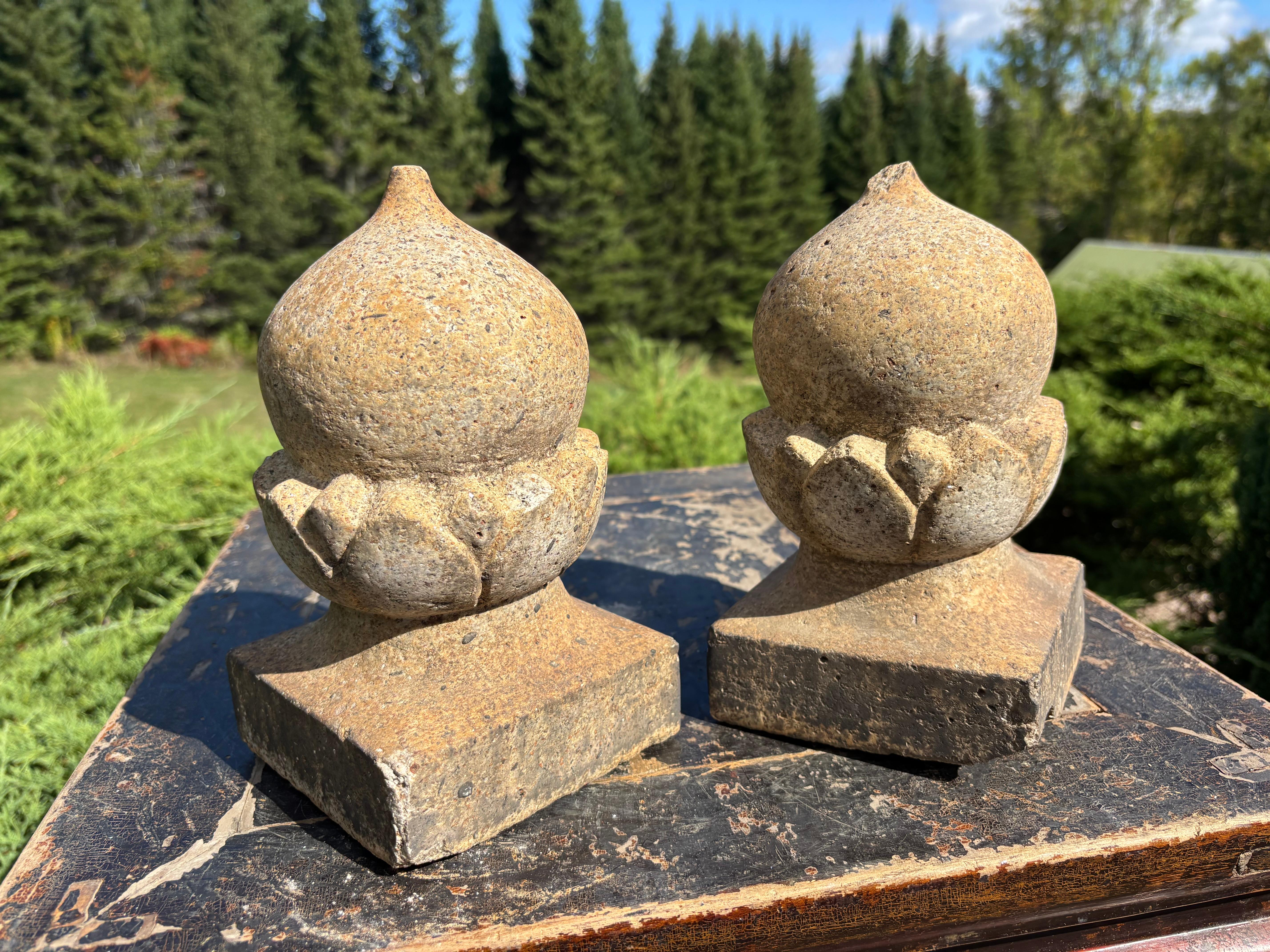 Meiji Japanese Rare Pair Antique Stone Ornament Collectibles, 19th Century For Sale