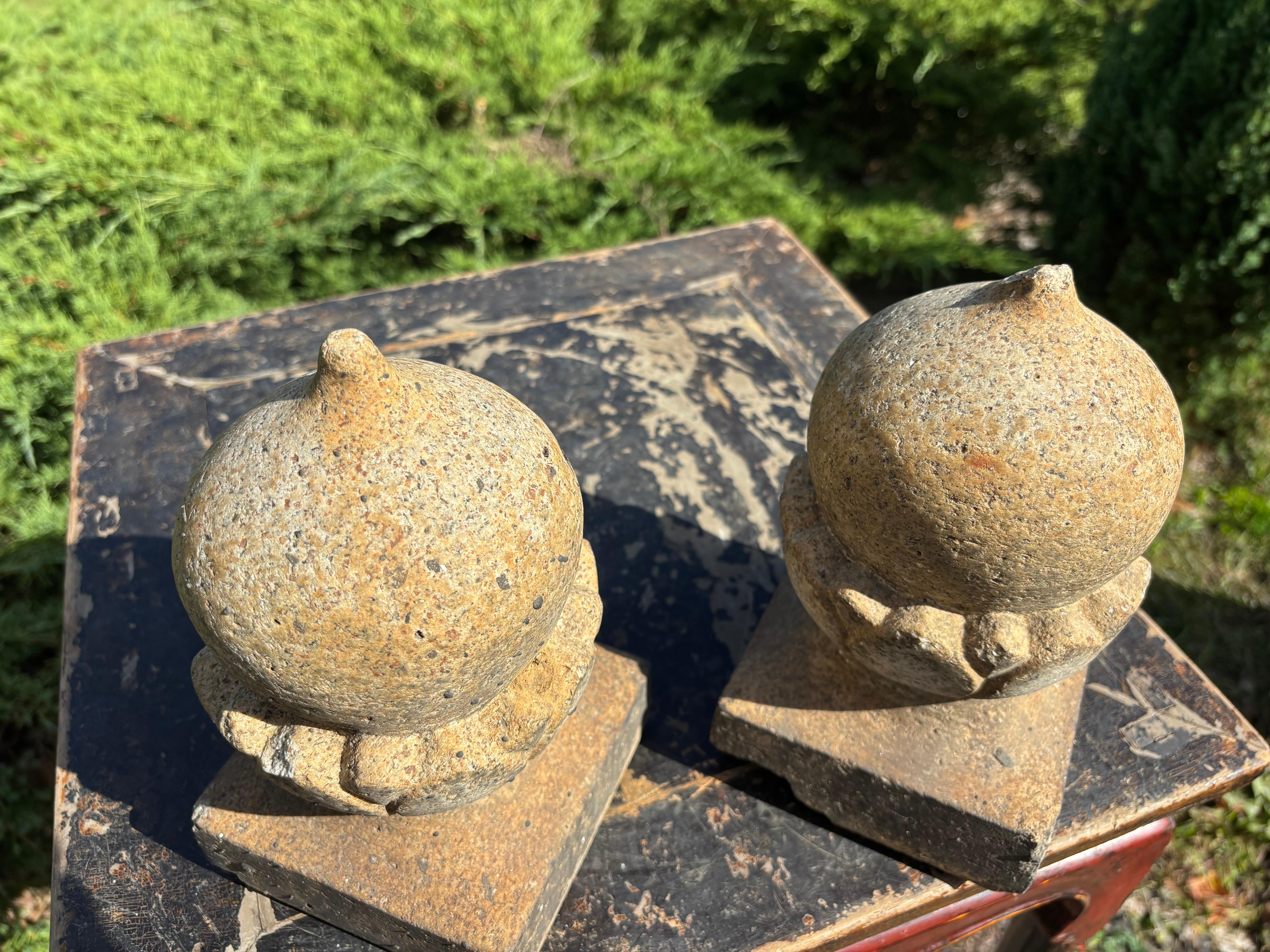 Japanese Rare Pair Antique Stone Ornament Collectibles, 19th Century In Good Condition For Sale In South Burlington, VT