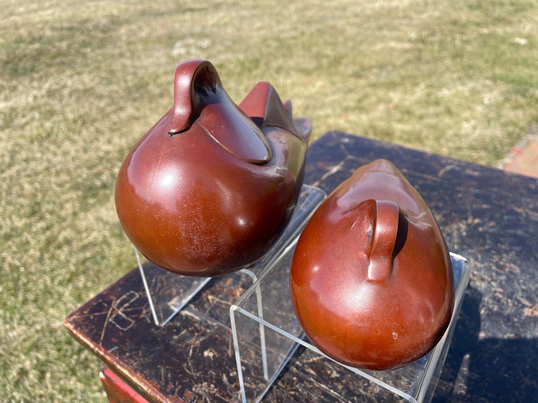 20th Century Japanese Rare Pair Bronze Adorable Birds Master Works Sotaro