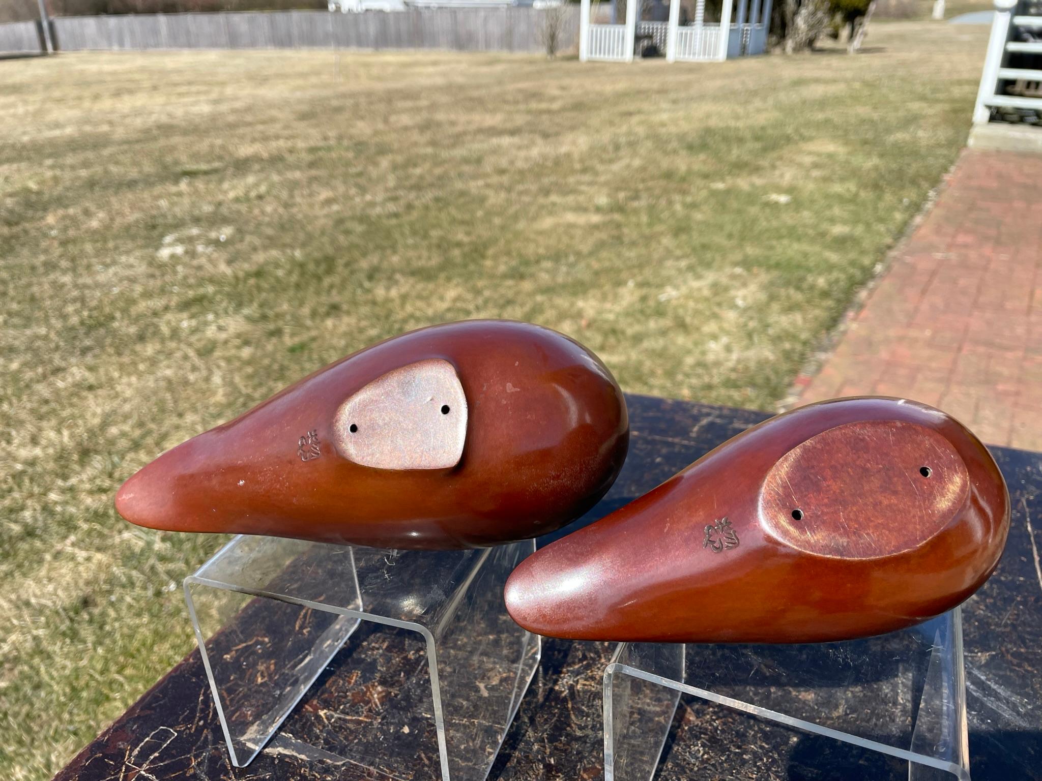 Japanese Rare Pair Bronze Adorable Birds Master Works Sotaro 2