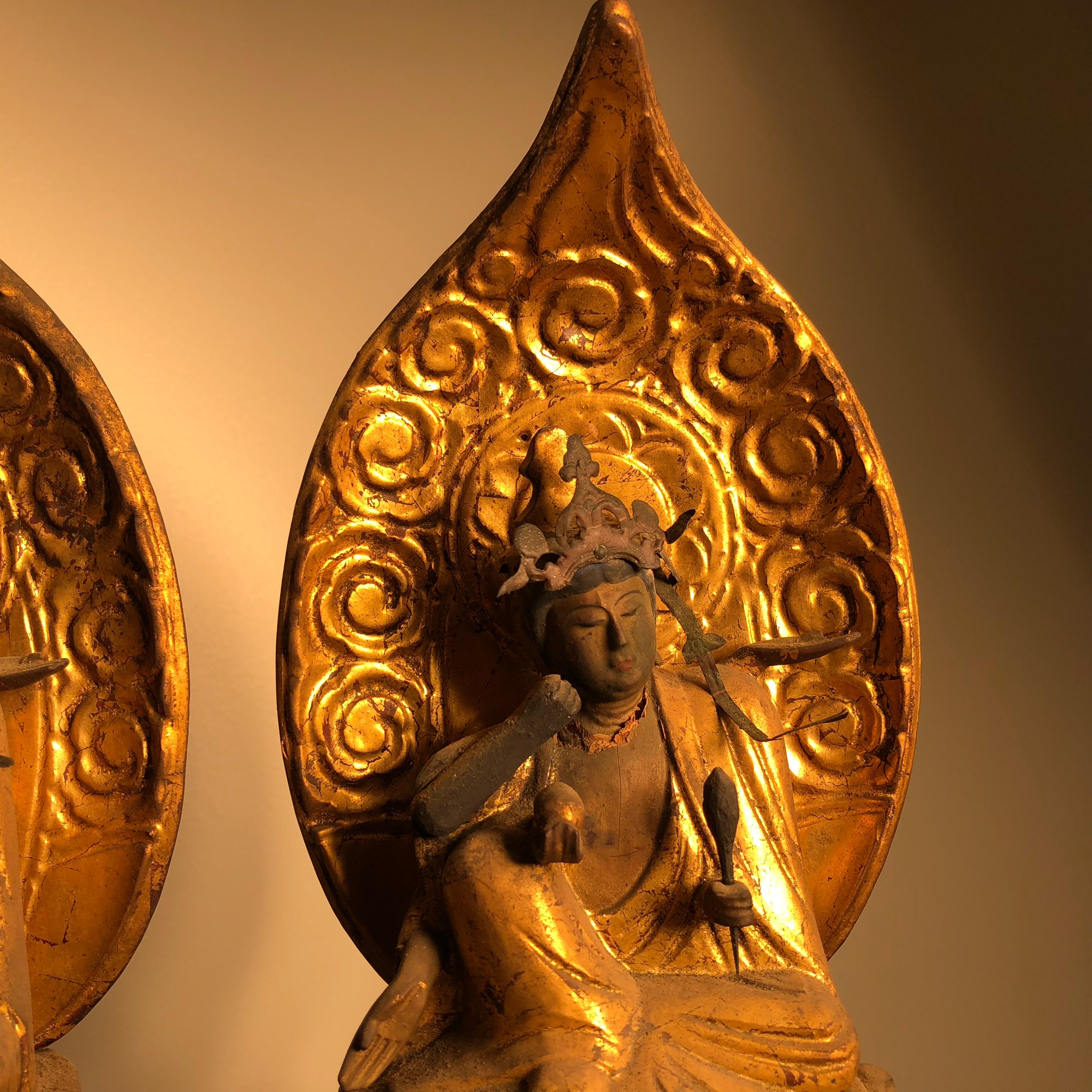 Japanese Rare Pair of Protection Nyoirin Kanon Protectors of Mankind In Good Condition In South Burlington, VT