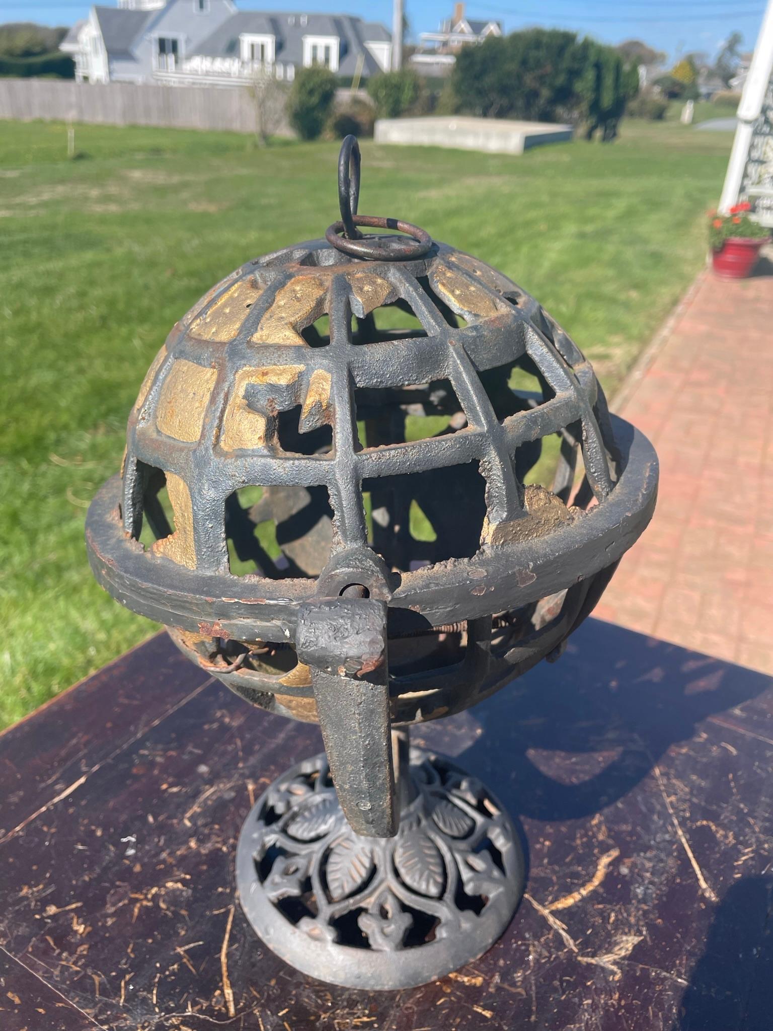 Japanese Rare Pair Old World Globe Lighting Lanterns For Sale 2