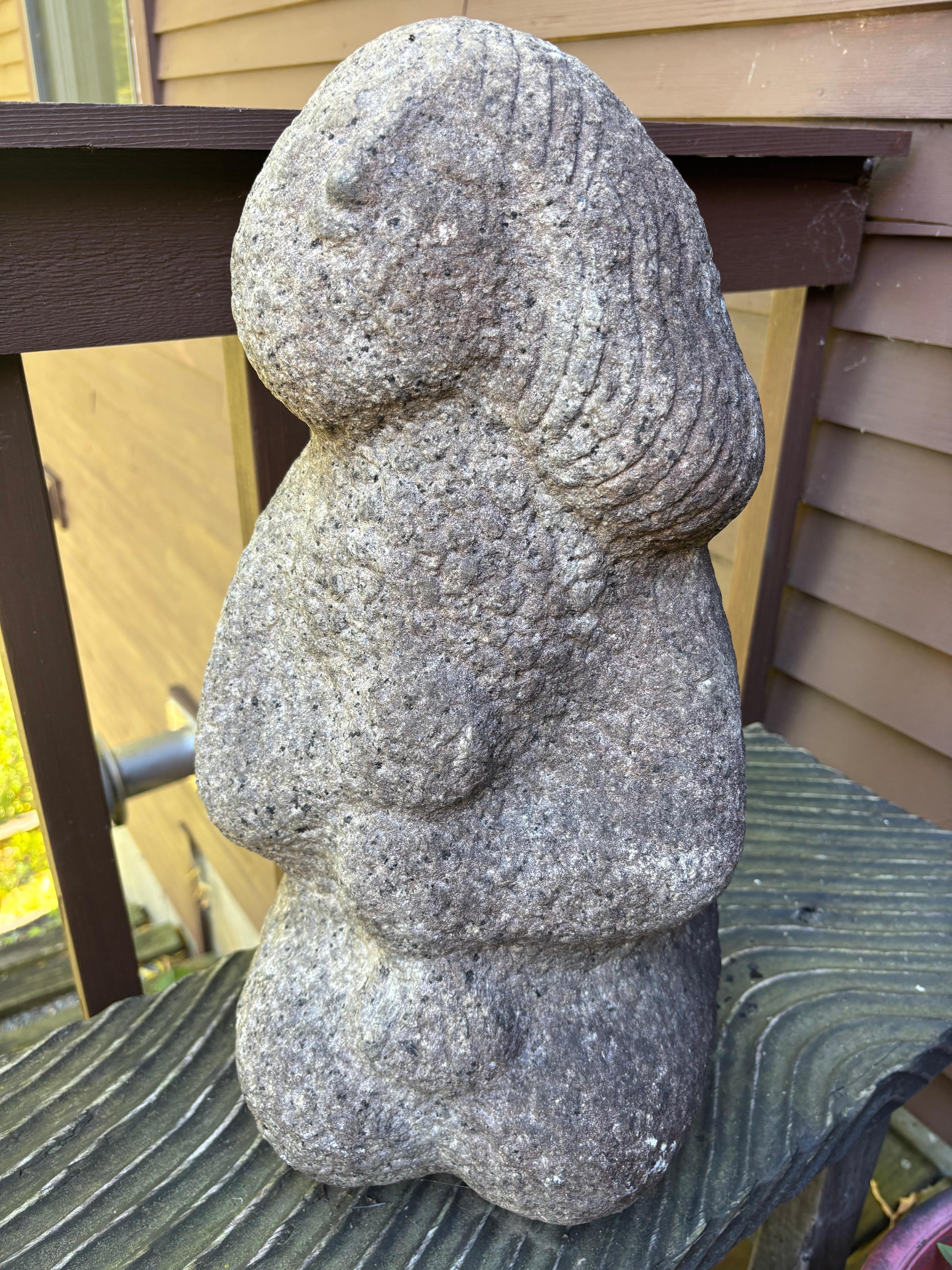 XIXe siècle Rare Japonais Serein Pierre sculptée Shinto Riz Prospérité Déesse , 19e siècle en vente