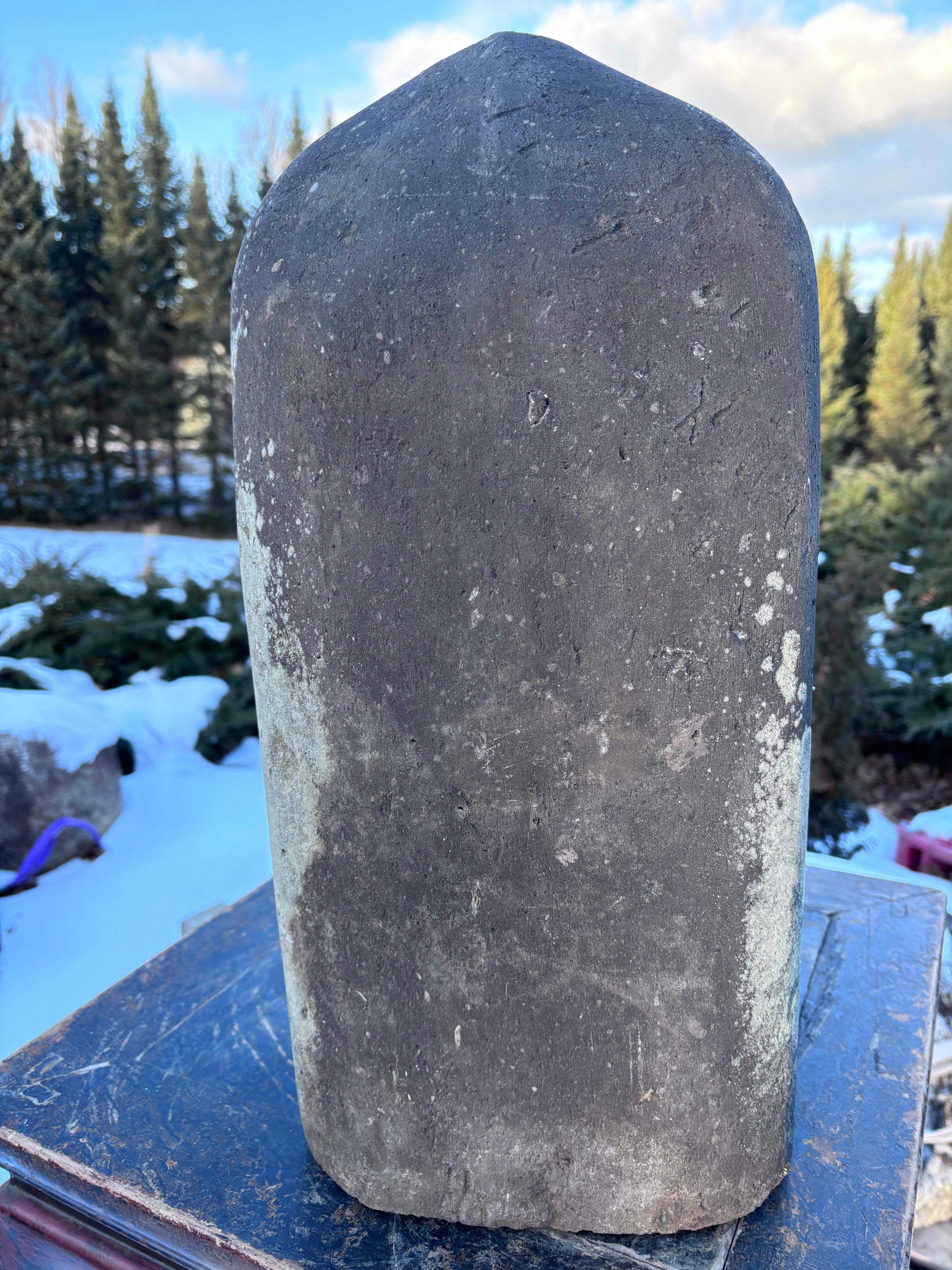 Japanese Rare Tall Antique Stone Buddha Shakyamuni Dated 1853, 27 Inches For Sale 5