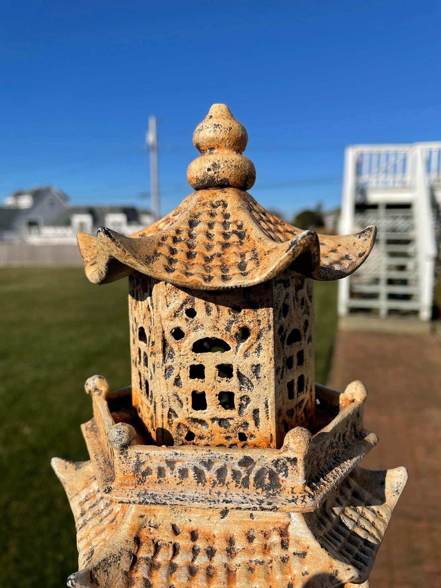 Rare Old Chinese Export Watch Tower Garden Lighting Lantern In Good Condition In South Burlington, VT