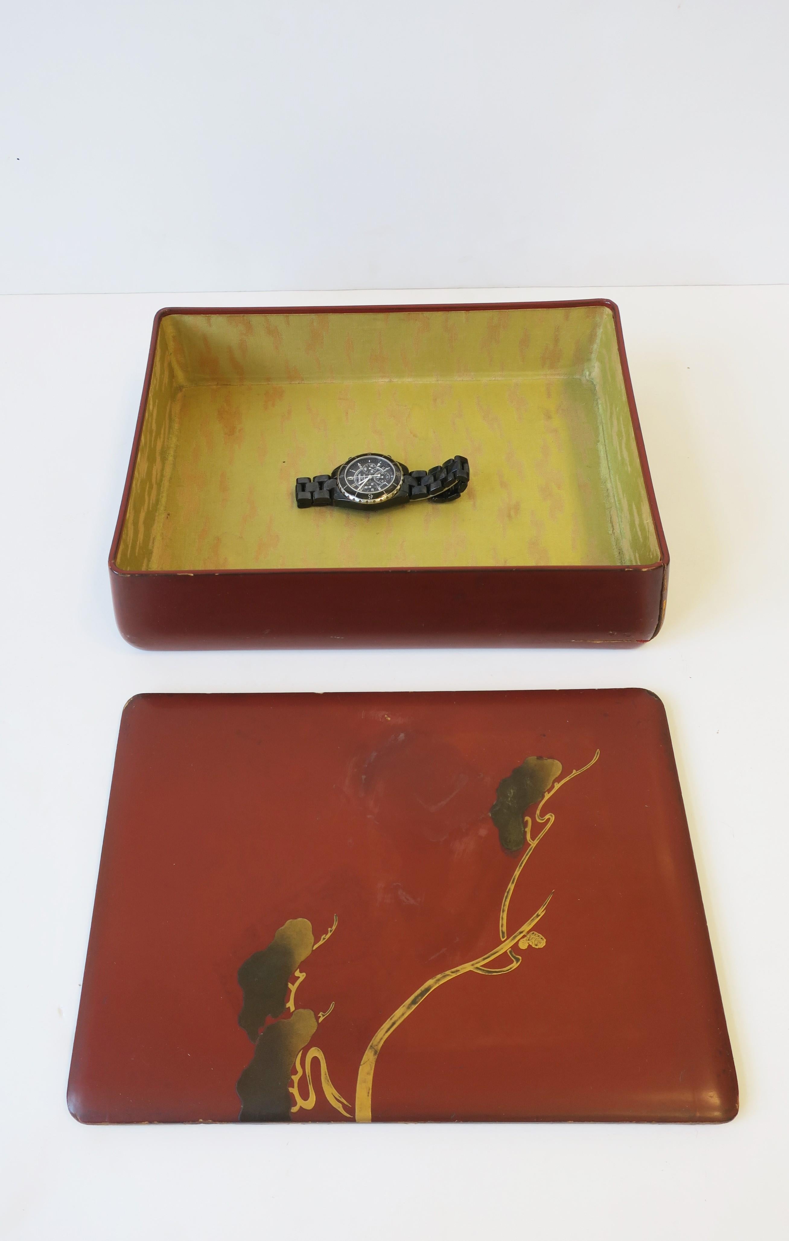 Wood Japanese Lacquer Box For Sale