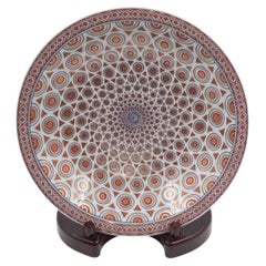 Japanese Red Blue Gold Porcelain Charger by Master Artist, 2