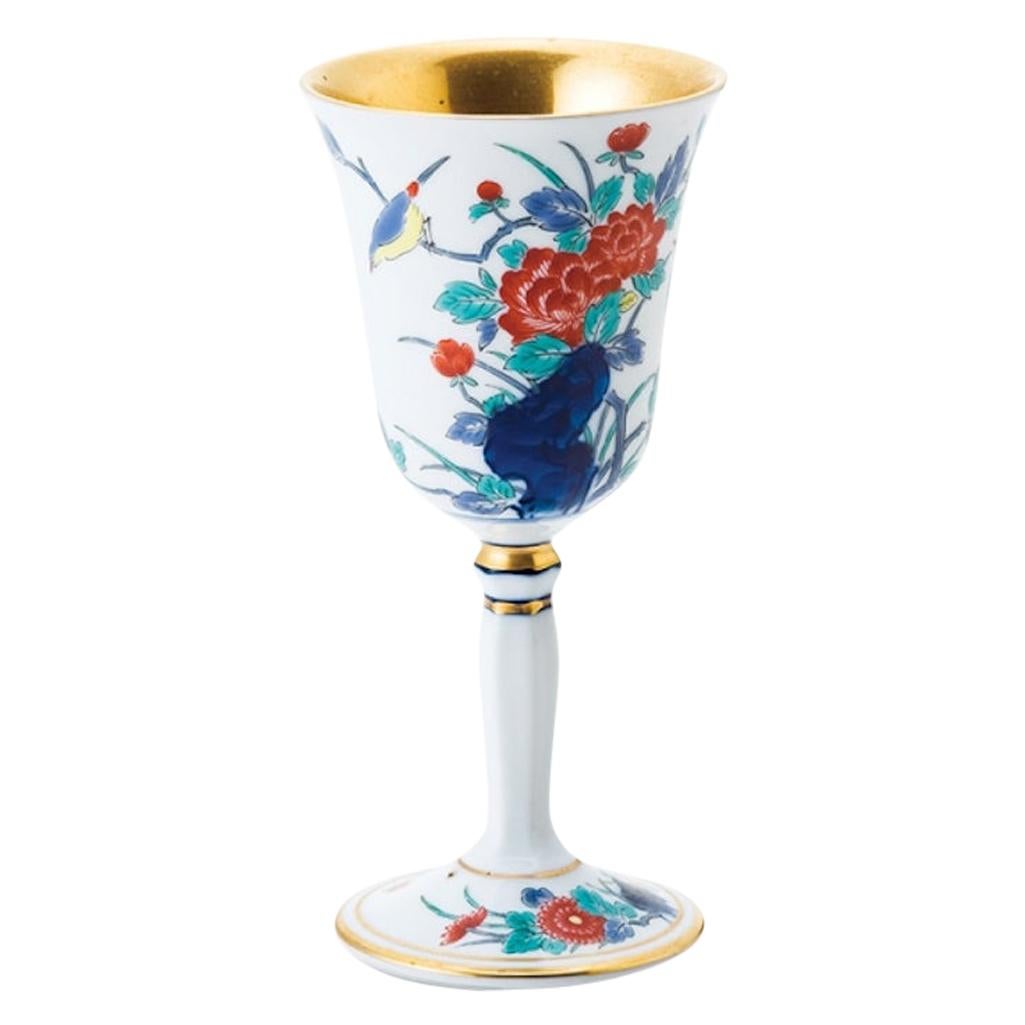 Japanese Contemporary Red Blue Green Porcelain Long Stem Cup, 9