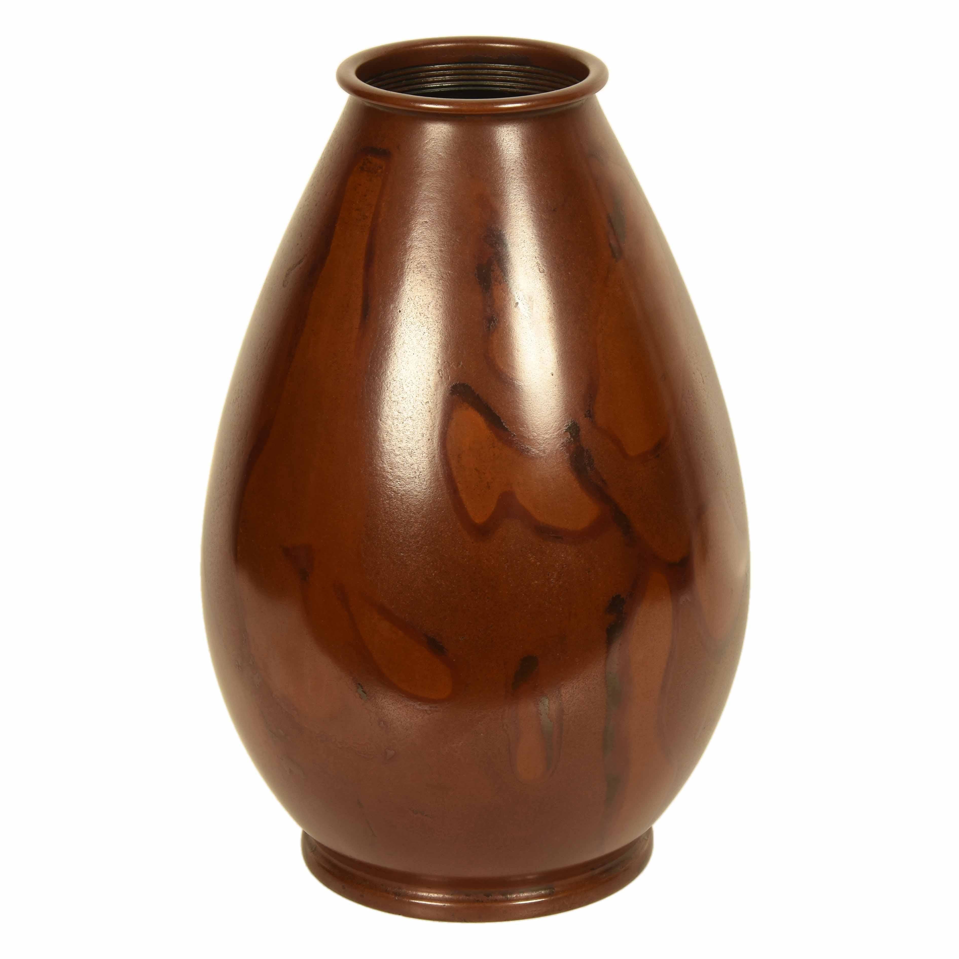 Mid-20th Century Japanese Red Bronze Vase from Yamagata c.1960's For Sale