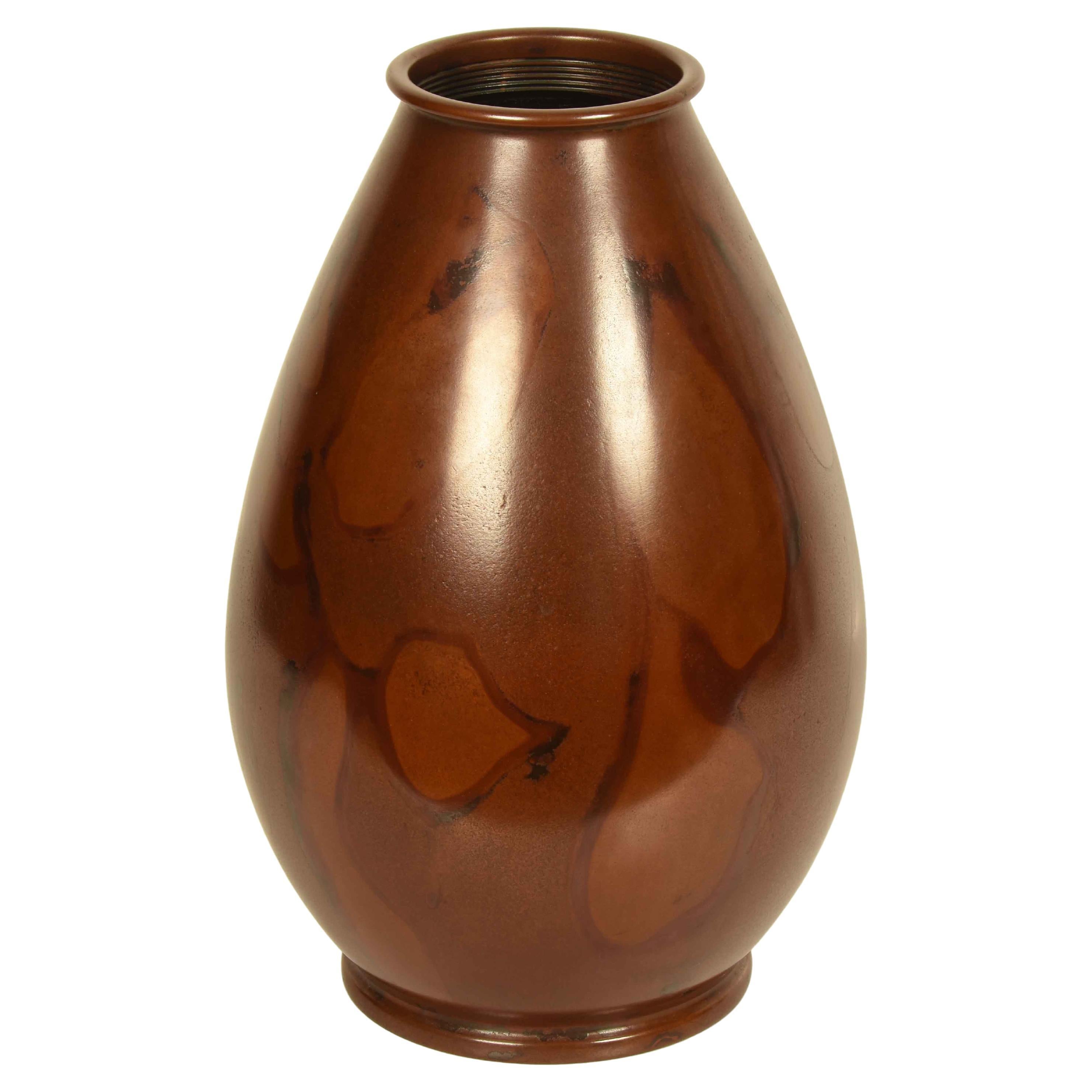 Japanese Red Bronze Vase from Yamagata c.1960's For Sale