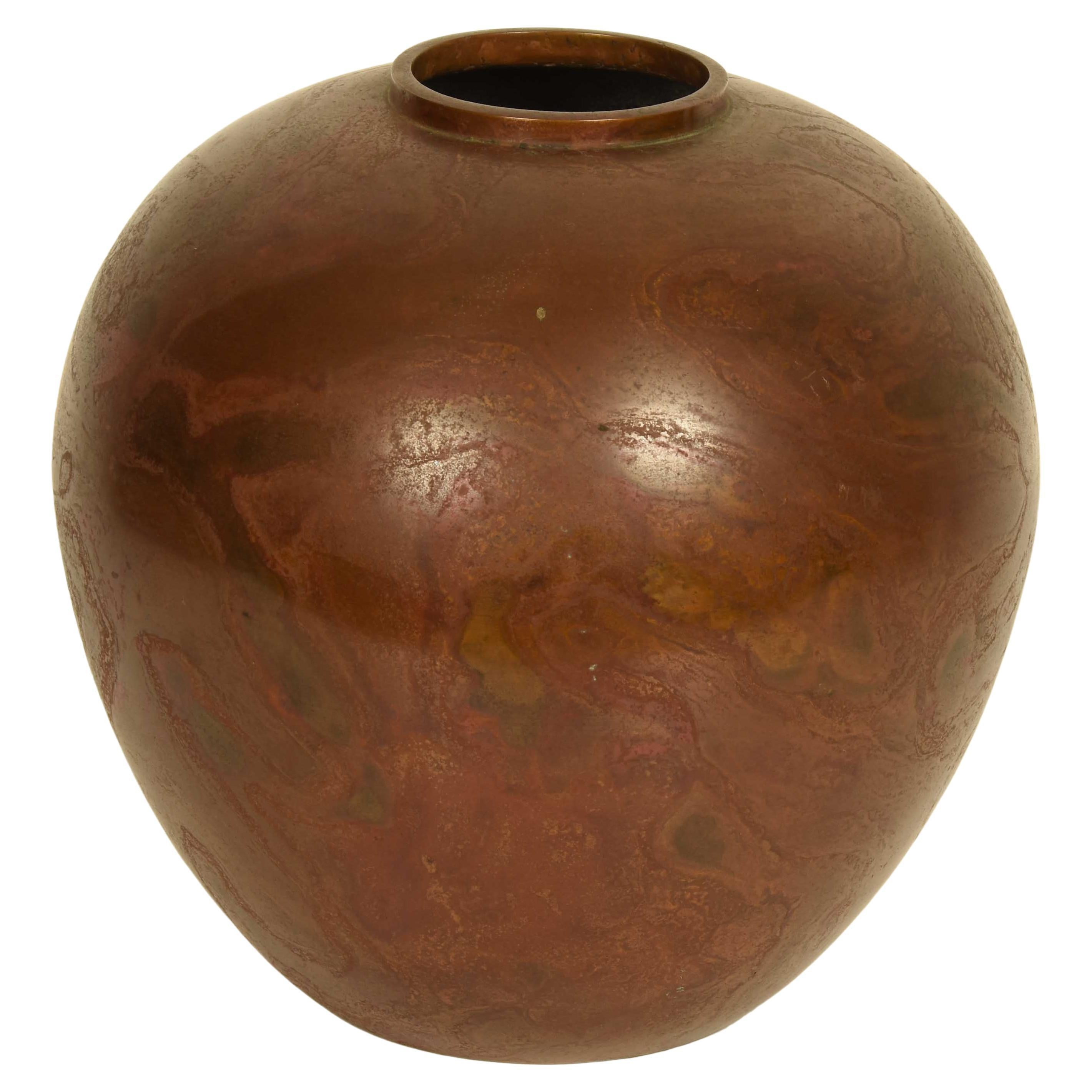 Japanese Red Bronze Vase from Yamagata For Sale