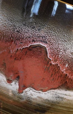 Jarrón japonés contemporáneo de porcelana esmaltada a mano de color marrón rojizo, obra de un maestro, 3