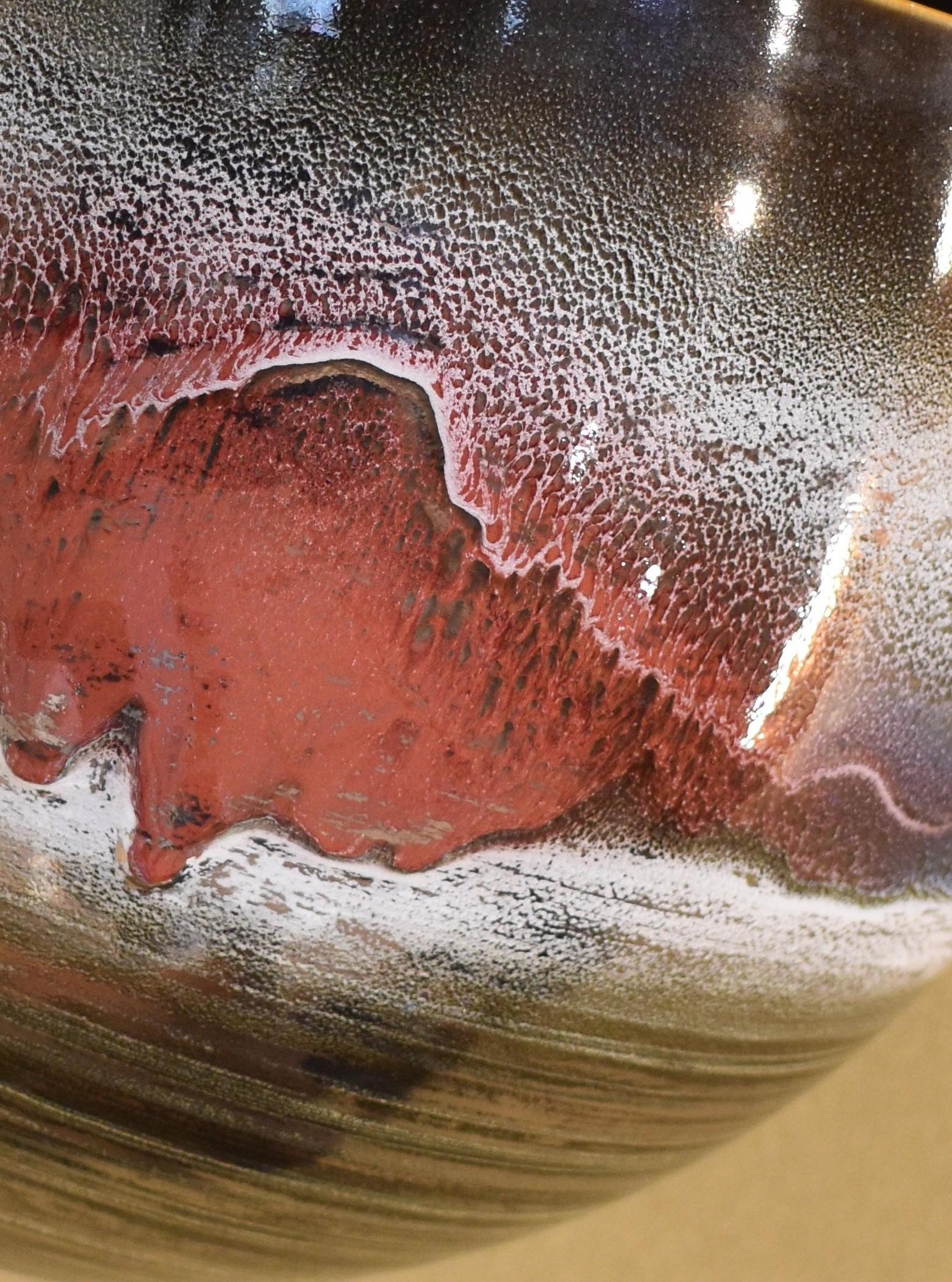 Vaso giapponese contemporaneo in porcellana rosso-marrone smaltato a mano da un maestro artista, 3 In condizioni Nuovo in vendita a Takarazuka, JP