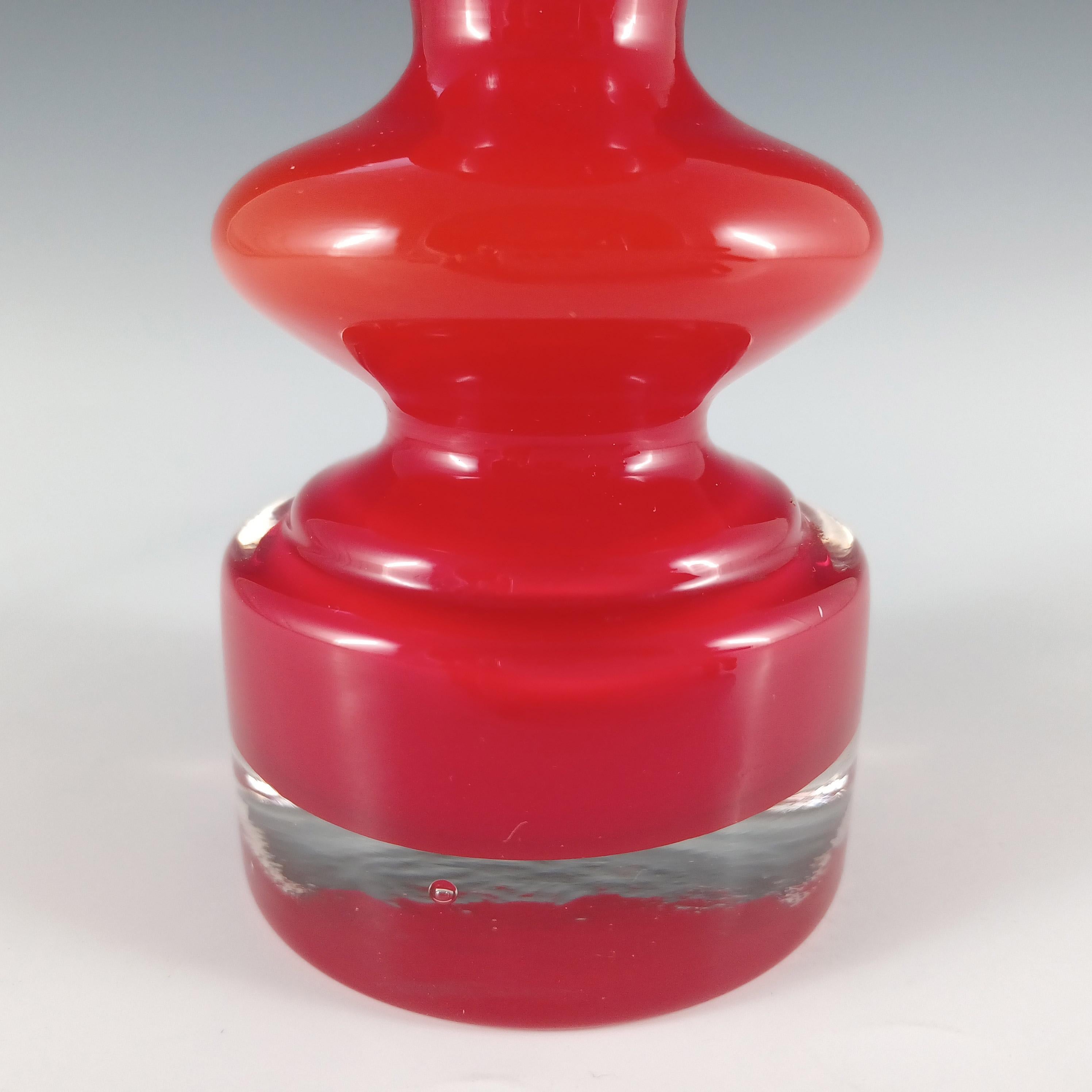 Jarrón japonés de cristal rojo con aro - Estilo sueco Hecho a mano en venta