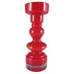 Vaso giapponese in vetro rosso incamiciato a cerchio - stile svedese
