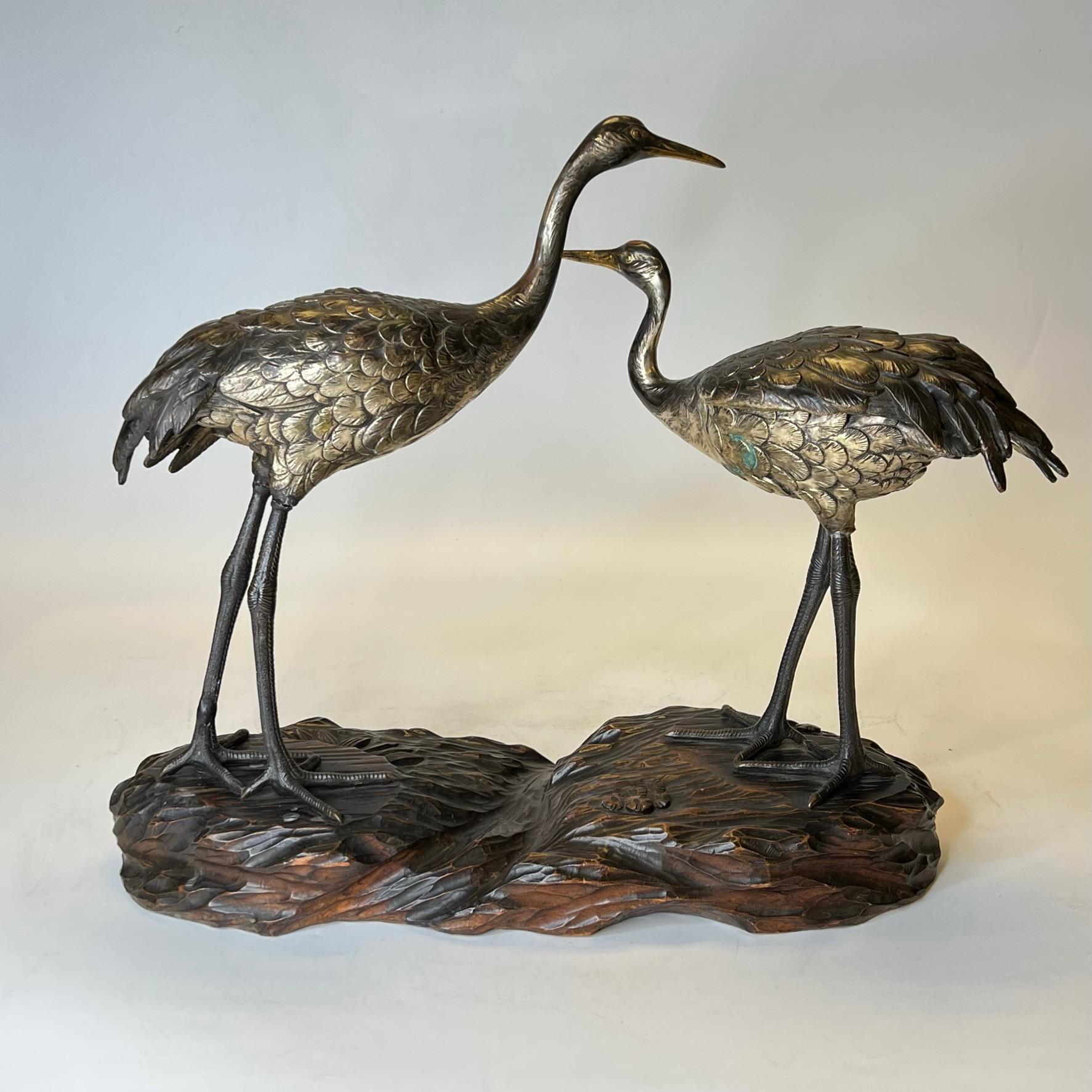 Japanese Red Crowned Crane Bronze Sculpture 3