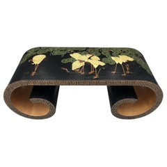 Japanese Red-Crowned Cranes Scroll Coffee Table