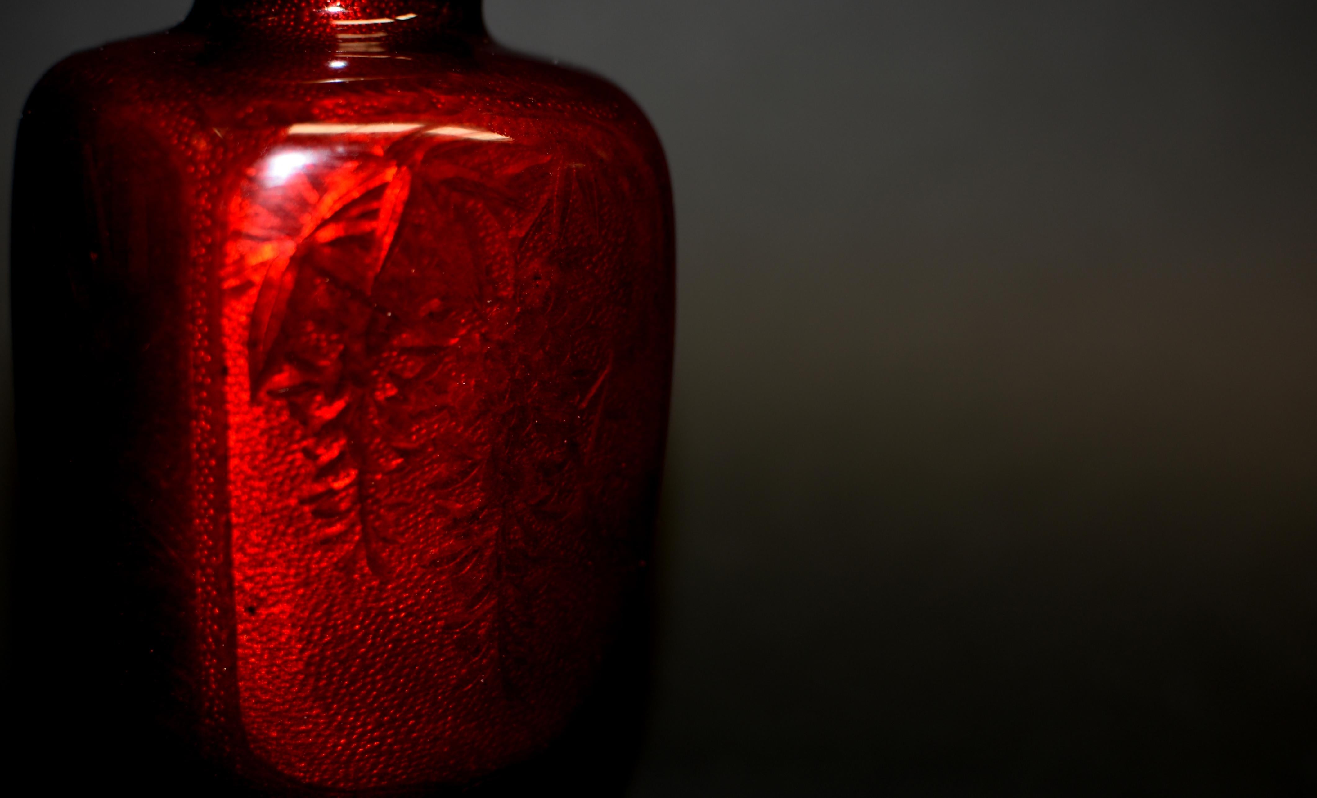 Japanese Red Ginbari Cloisonne Vase Unique For Sale 2