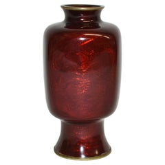 Japanese Red Ginbari Cloisonne Vase Unique