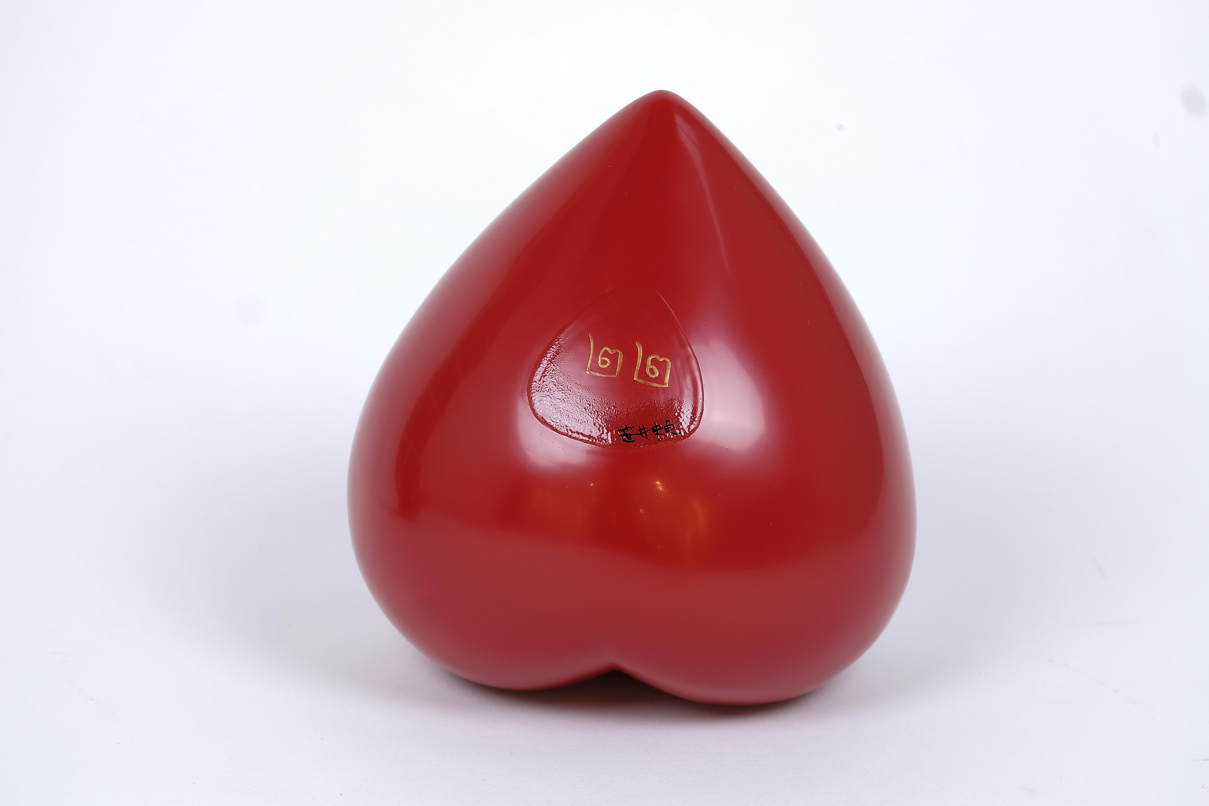 Minimalist Japanese Red Lacquer Sculpture by Contemporary Artist (Medium) For Sale