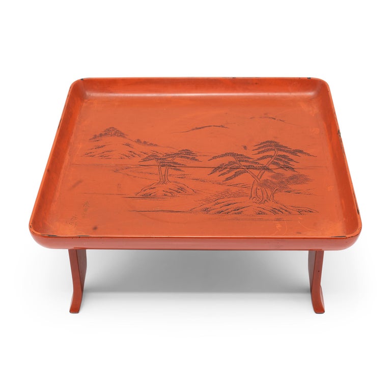 Japanese Red Lacquer Serving Tray, C. 1850 For Sale at 1stDibs