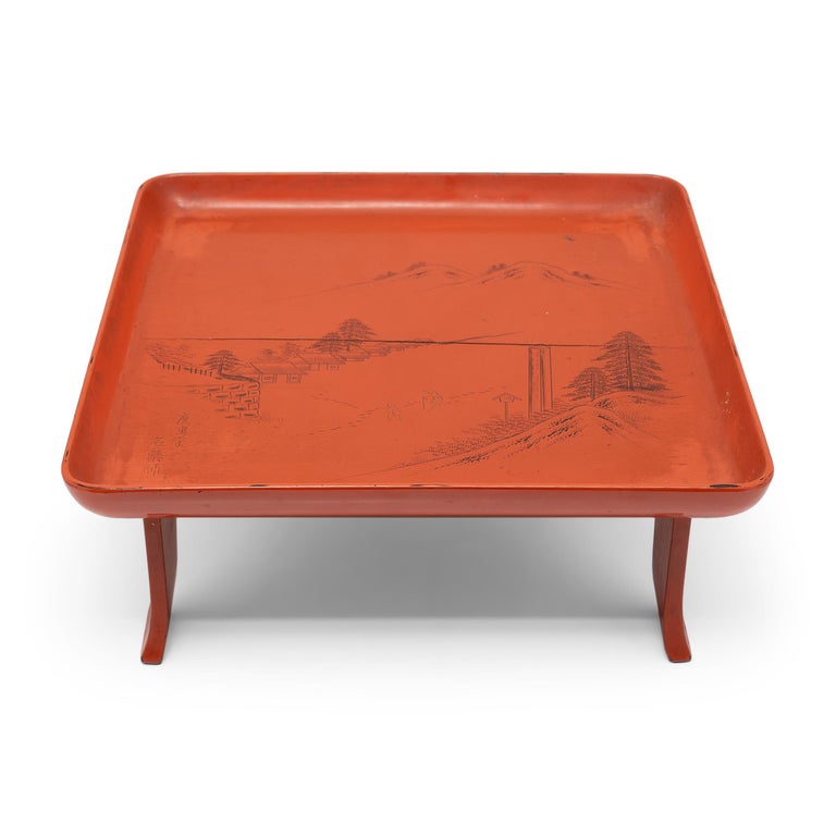 Japanese Red Lacquer Serving Tray, c. 1850 at 1stDibs