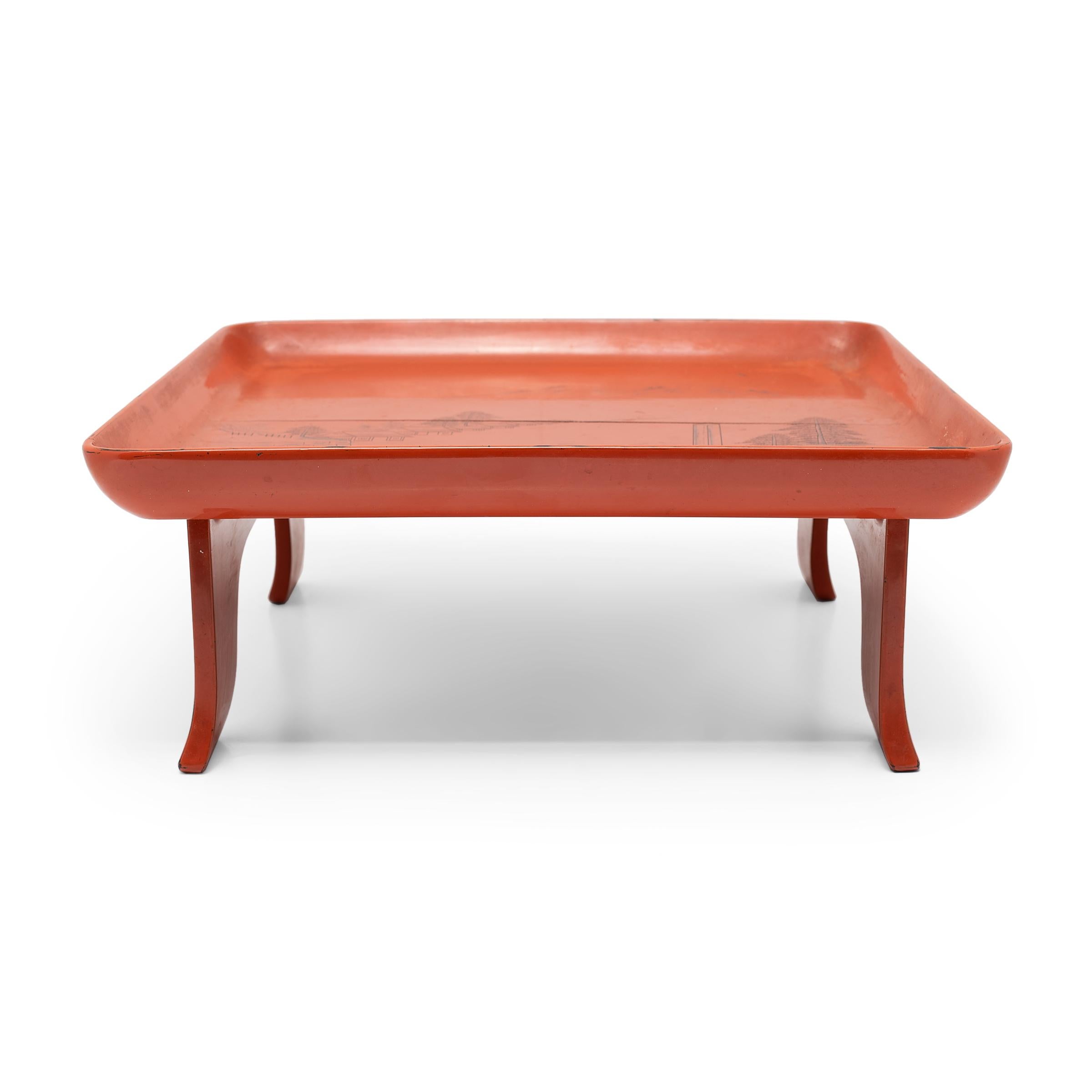 Meiji Japanese Red Lacquer Serving Tray, c. 1850