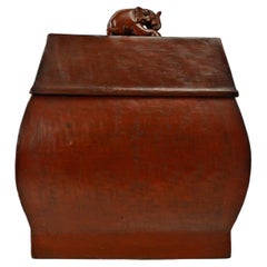 Antique Japanese Red Lacquer Wood Case, Early 20th Century
