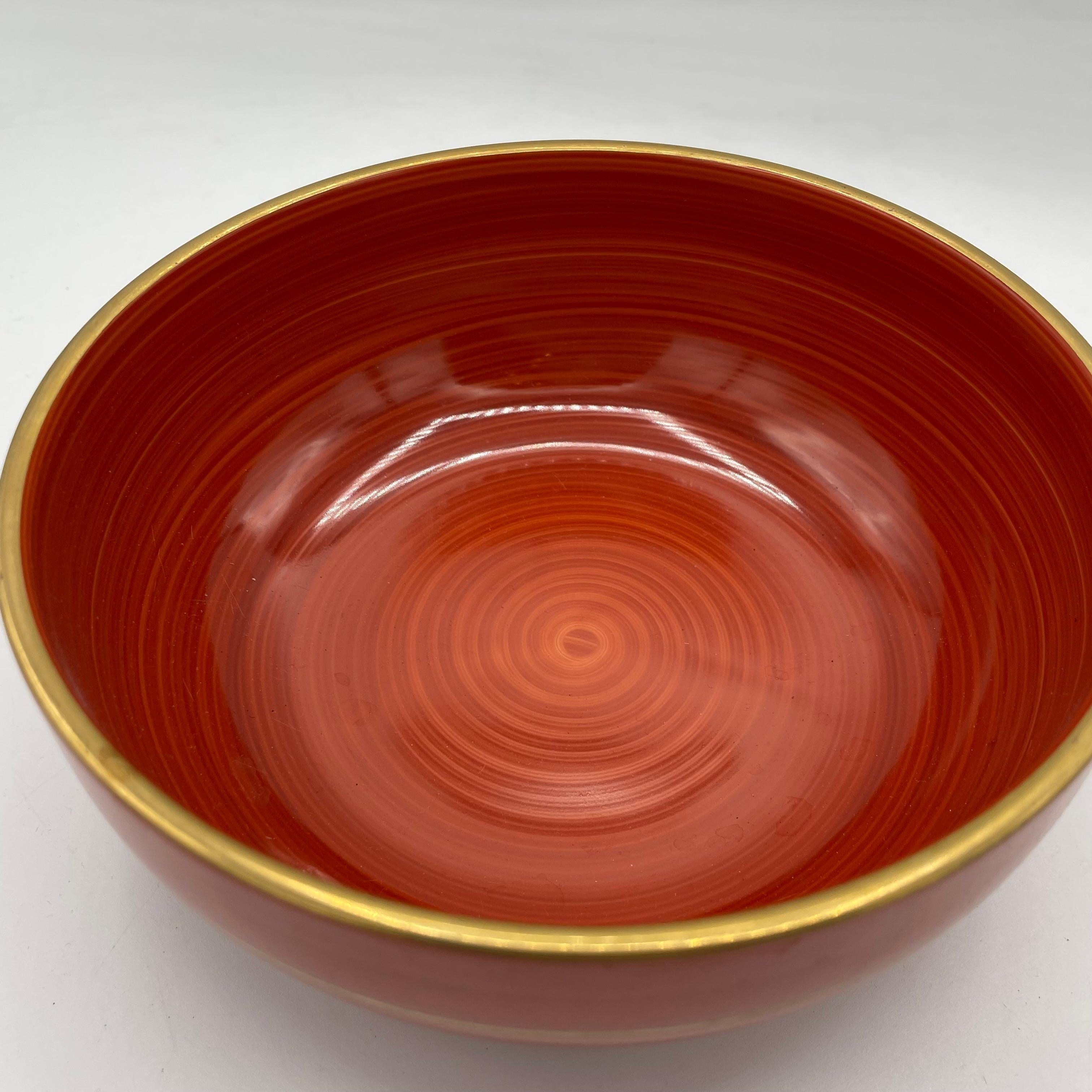 Showa Bol japonais en céramique Mino rouge avec porcelaine DaikichiGama 1990 en vente