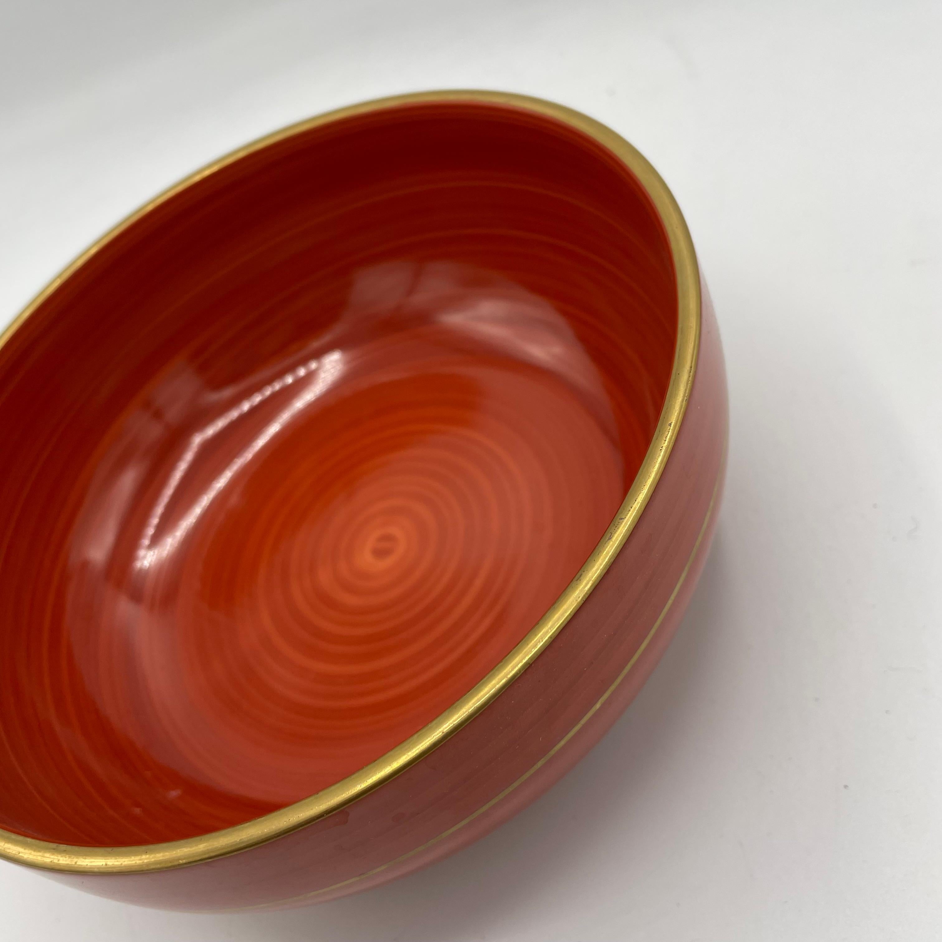 Japonais Bol japonais en céramique Mino rouge avec porcelaine DaikichiGama 1990 en vente