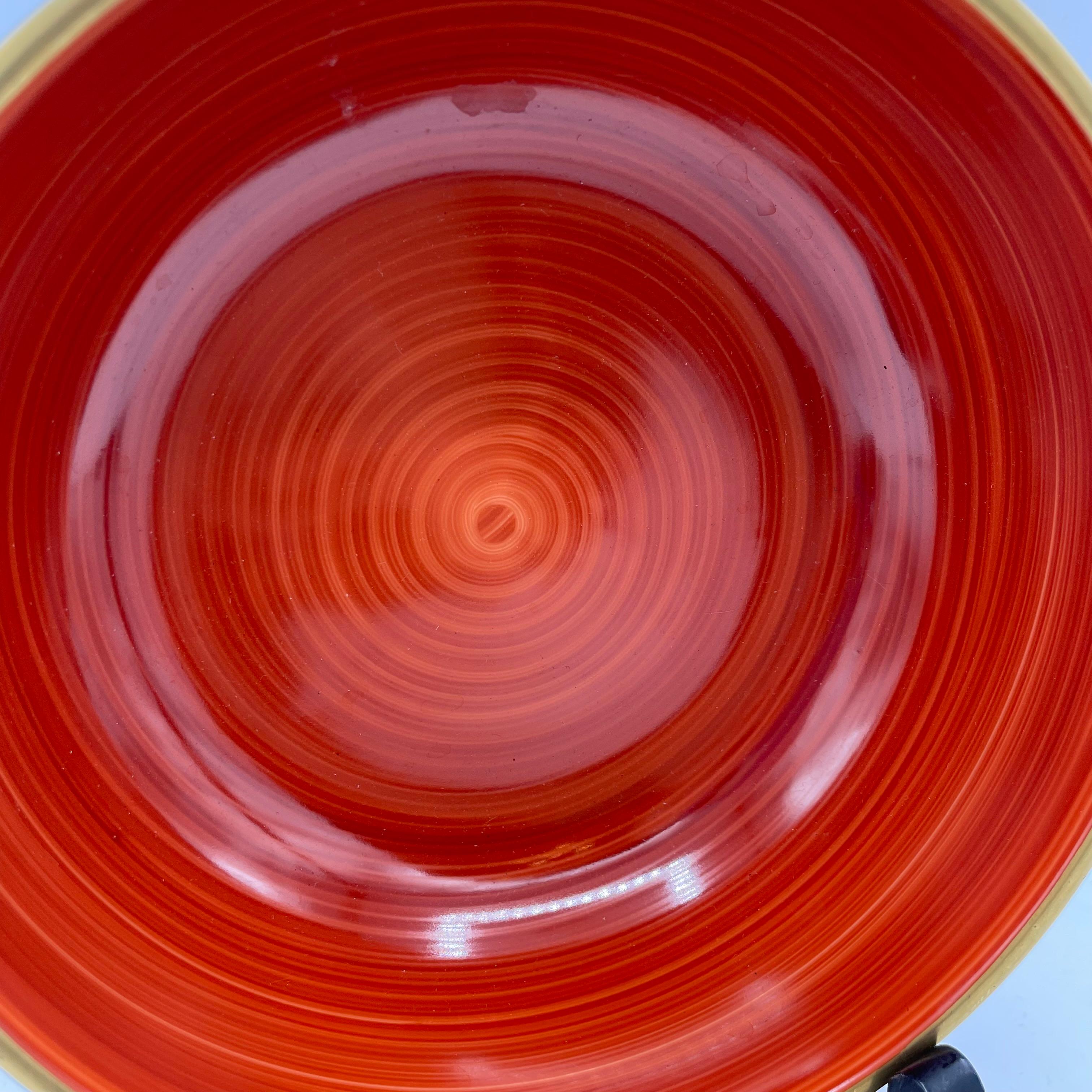 Porcelaine Bol japonais en céramique Mino rouge avec porcelaine DaikichiGama 1990 en vente