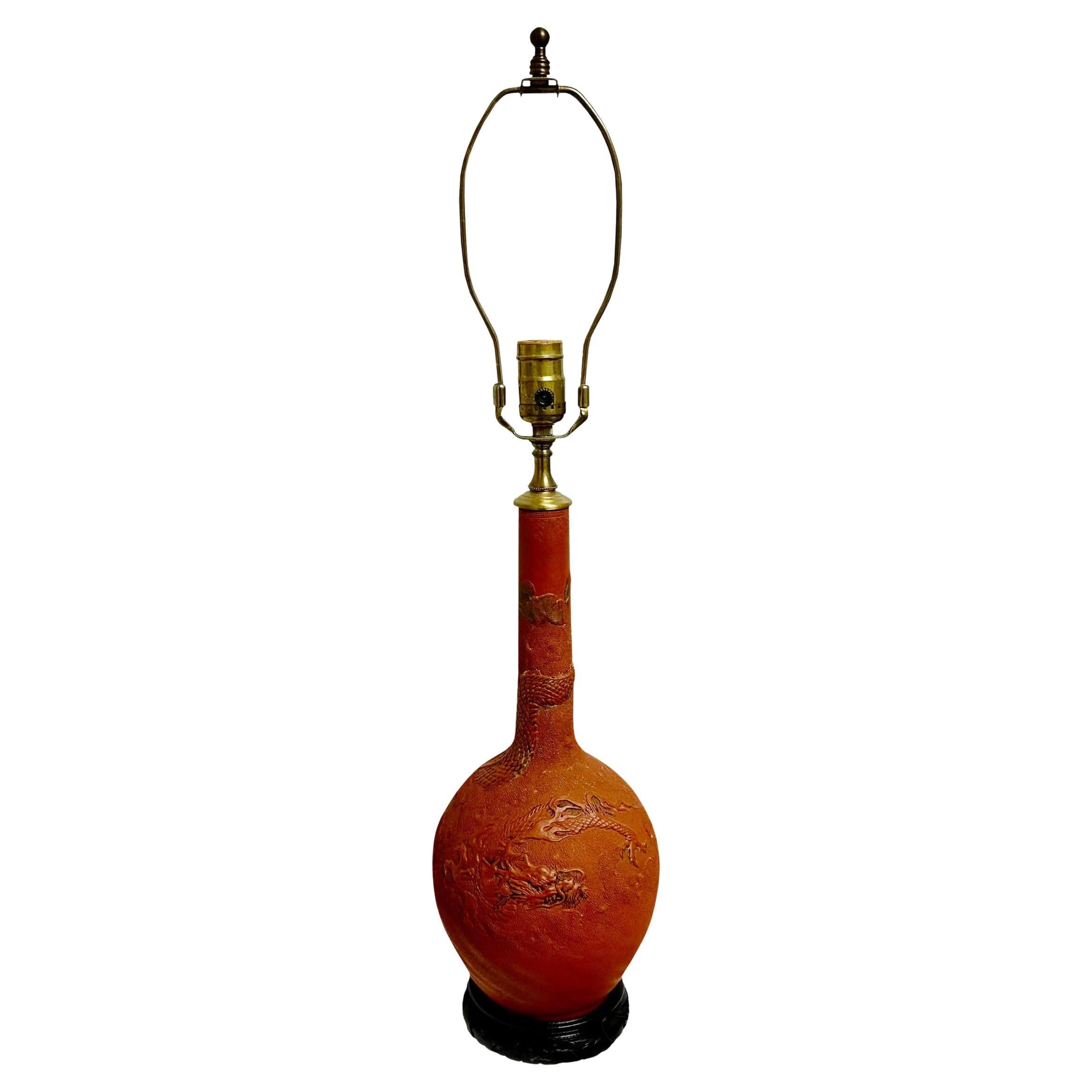Japanese Redware Lamp For Sale
