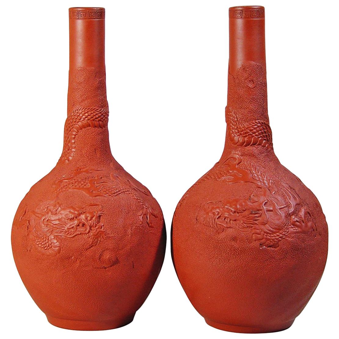 Japanese Redware Pottery Vases