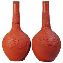 Japanese Redware Pottery Vases