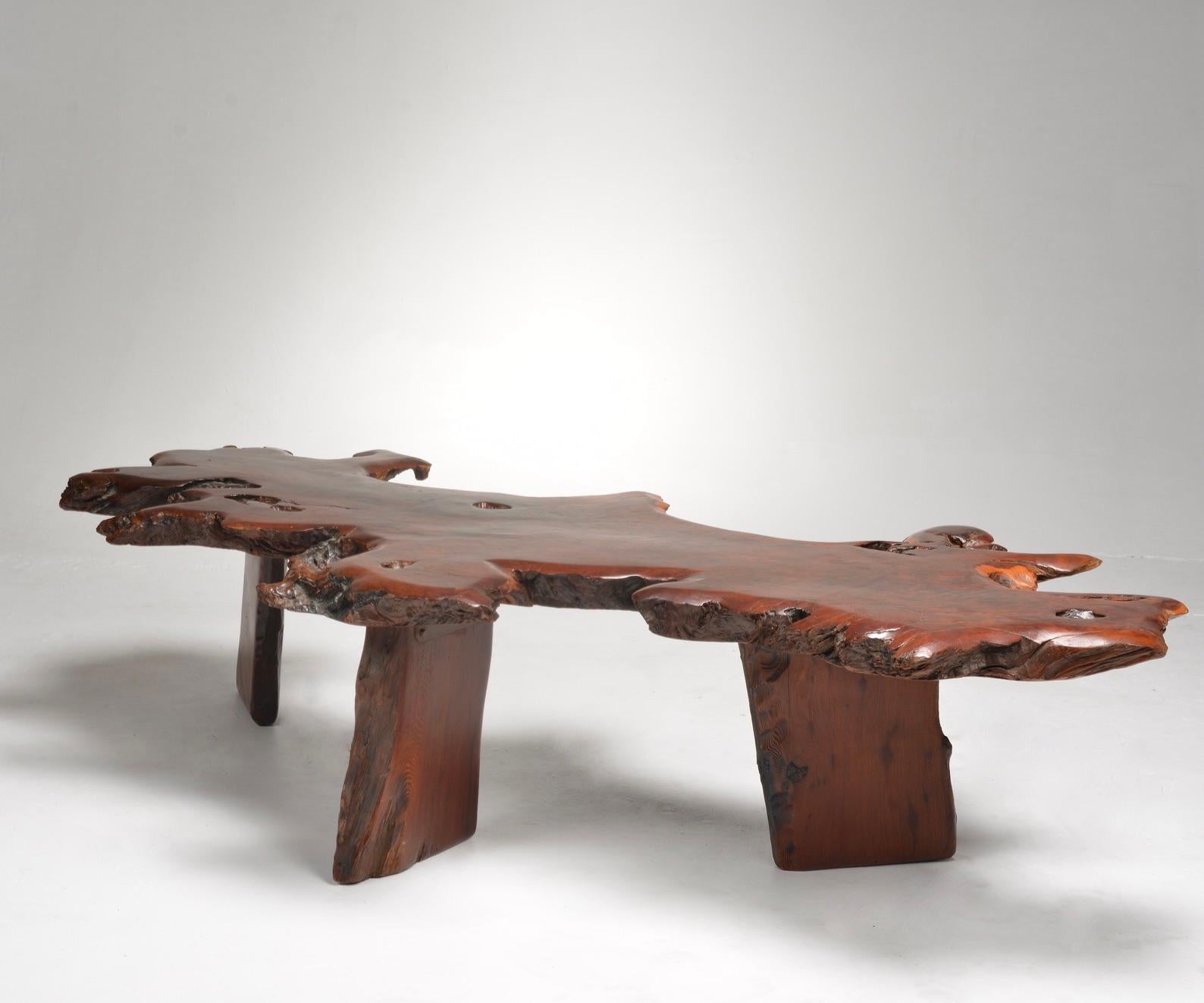 Mid-Century Modern Japanese Redwood Burl Table For Sale