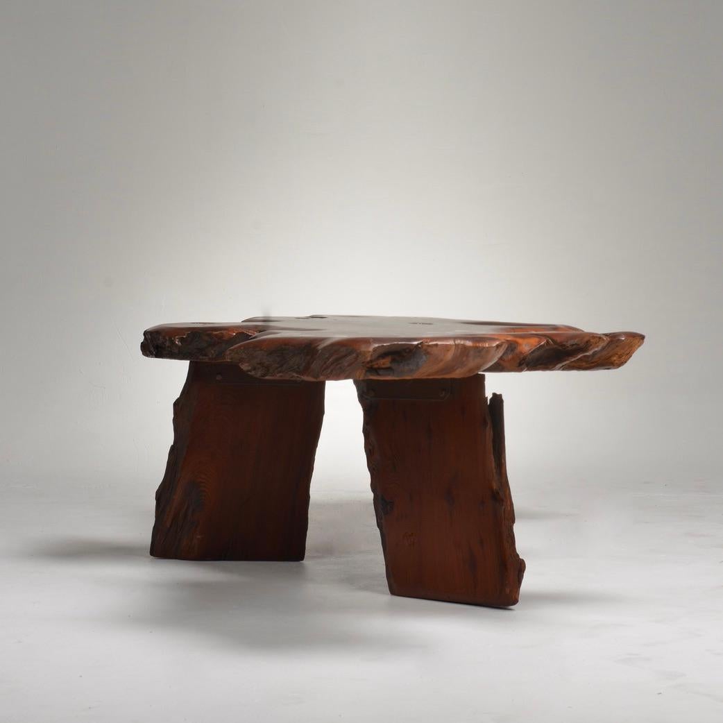 American Japanese Redwood Burl Table For Sale