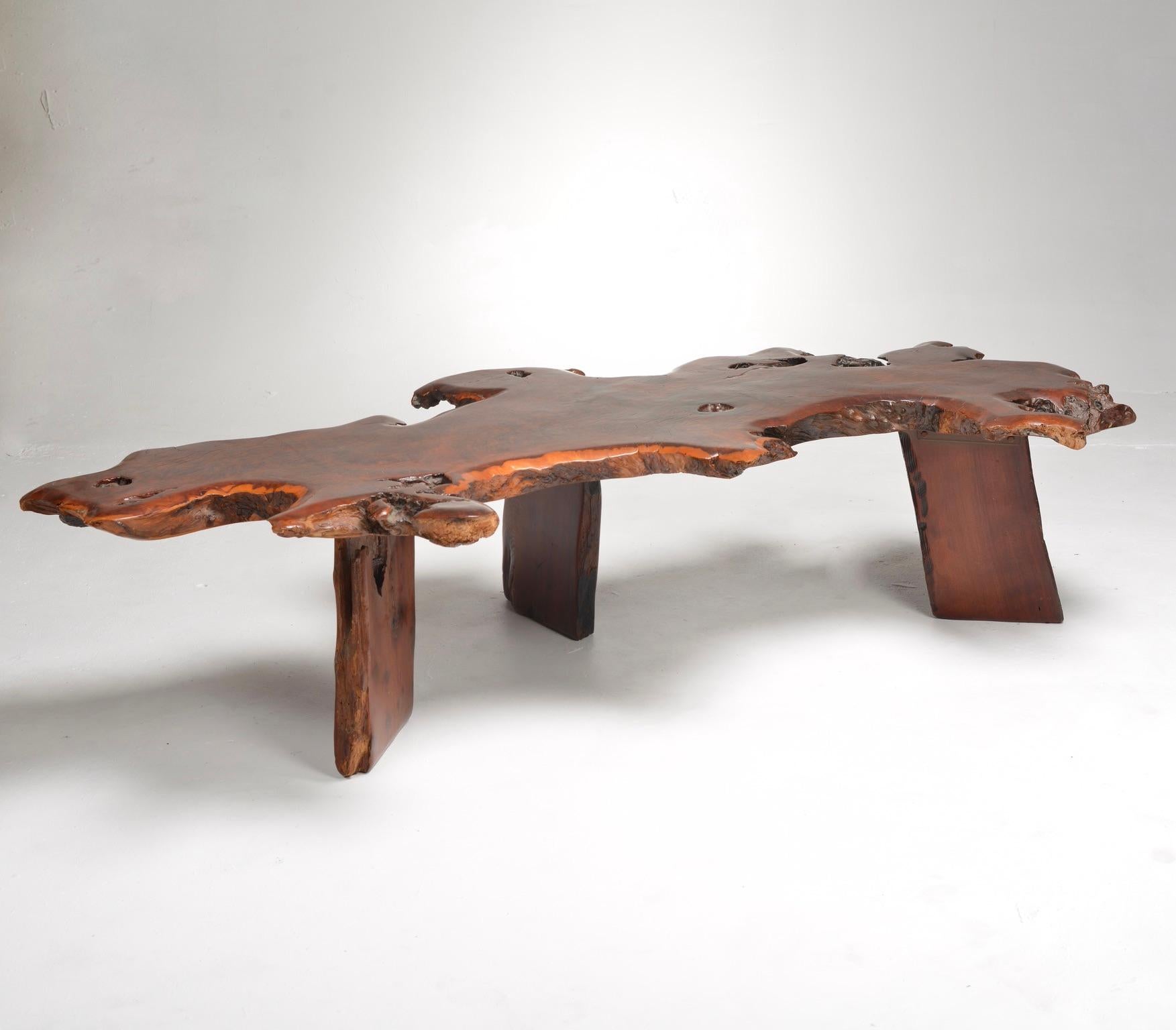 Mid-20th Century Japanese Redwood Burl Table For Sale