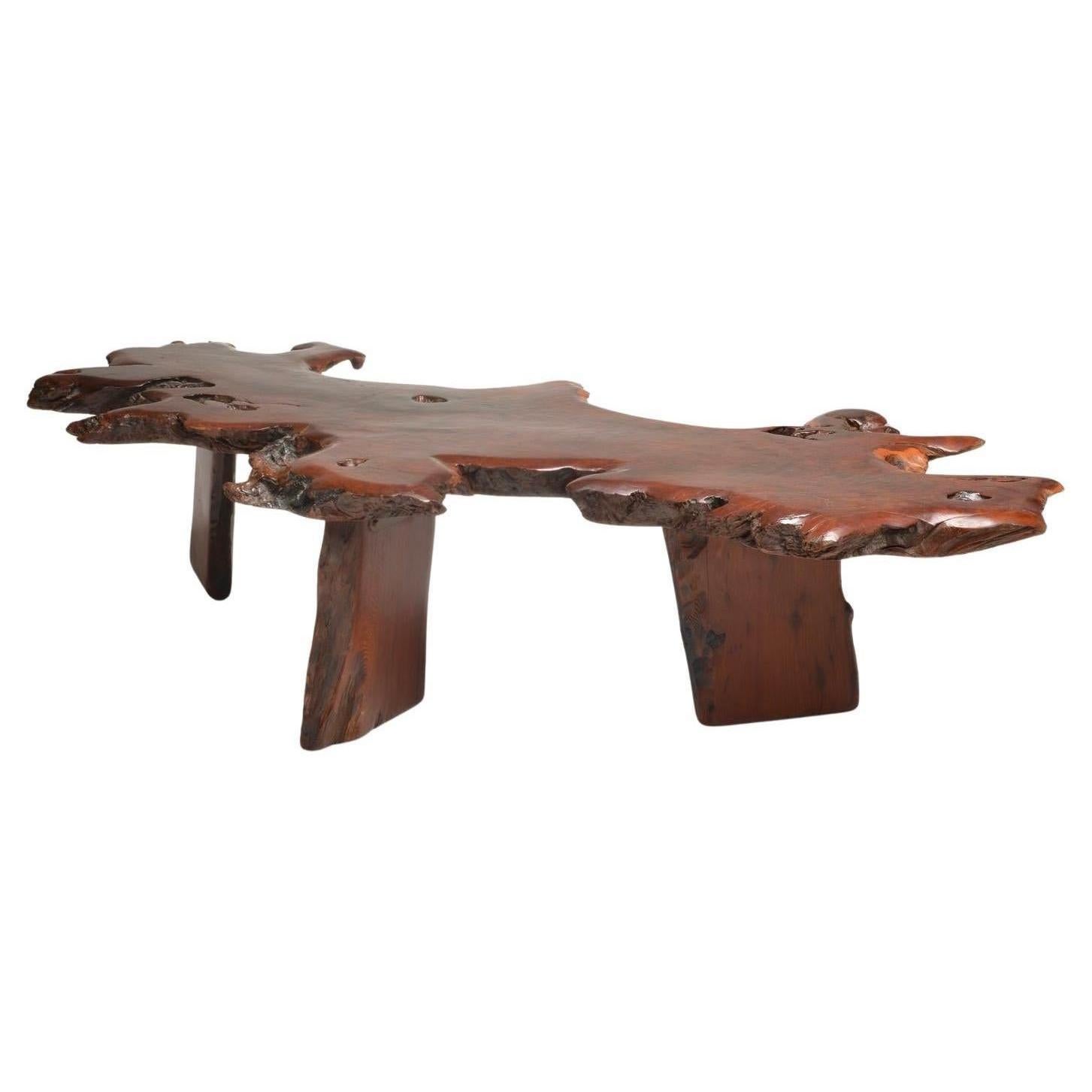 Japanese Redwood Burl Table For Sale