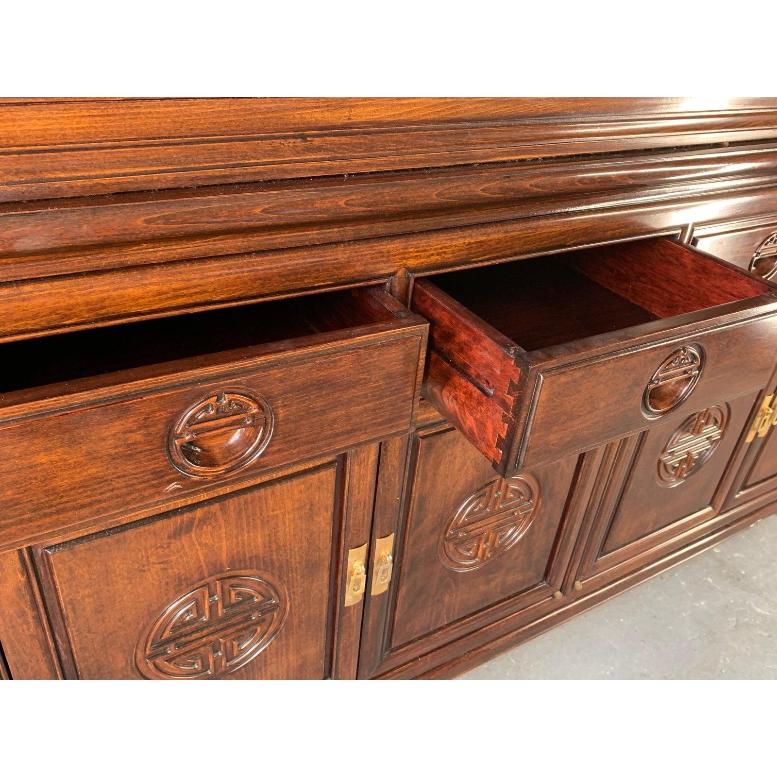 Japanese Redwood Chinoiserie China Cabinet In Good Condition In Jacksonville, FL