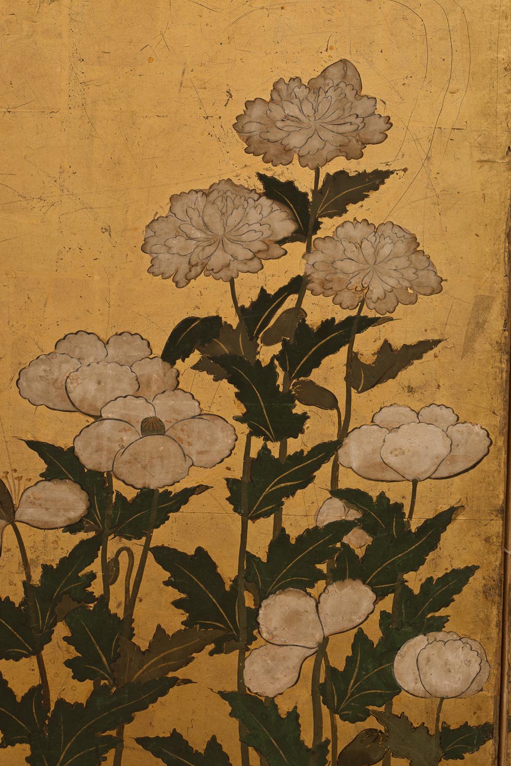 Japanese Rinpa School Folding Screen with Poppies, 17th Century 1