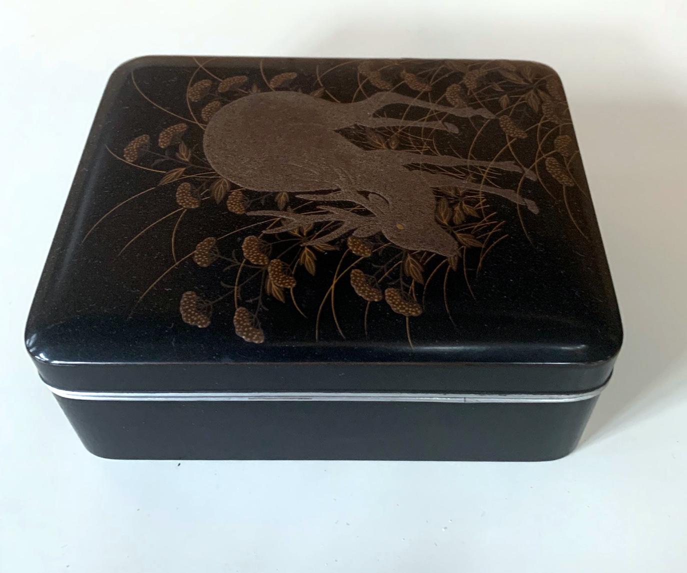 Japonisme Japanese Rinpa Style Lacquer Box Meiji Period For Sale