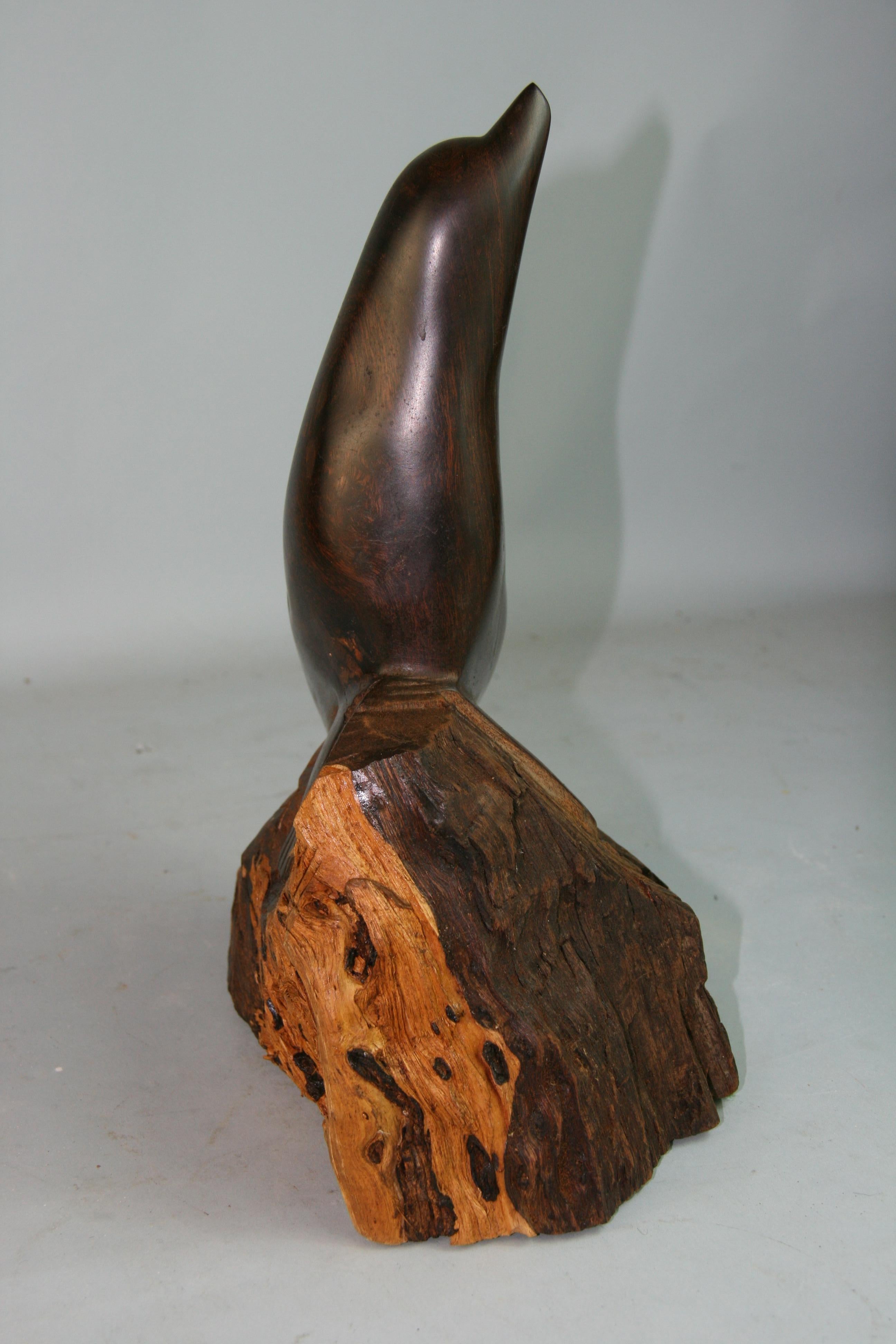 Hardwood Japanese Rosewood Hand Carved Seal Sculpture For Sale