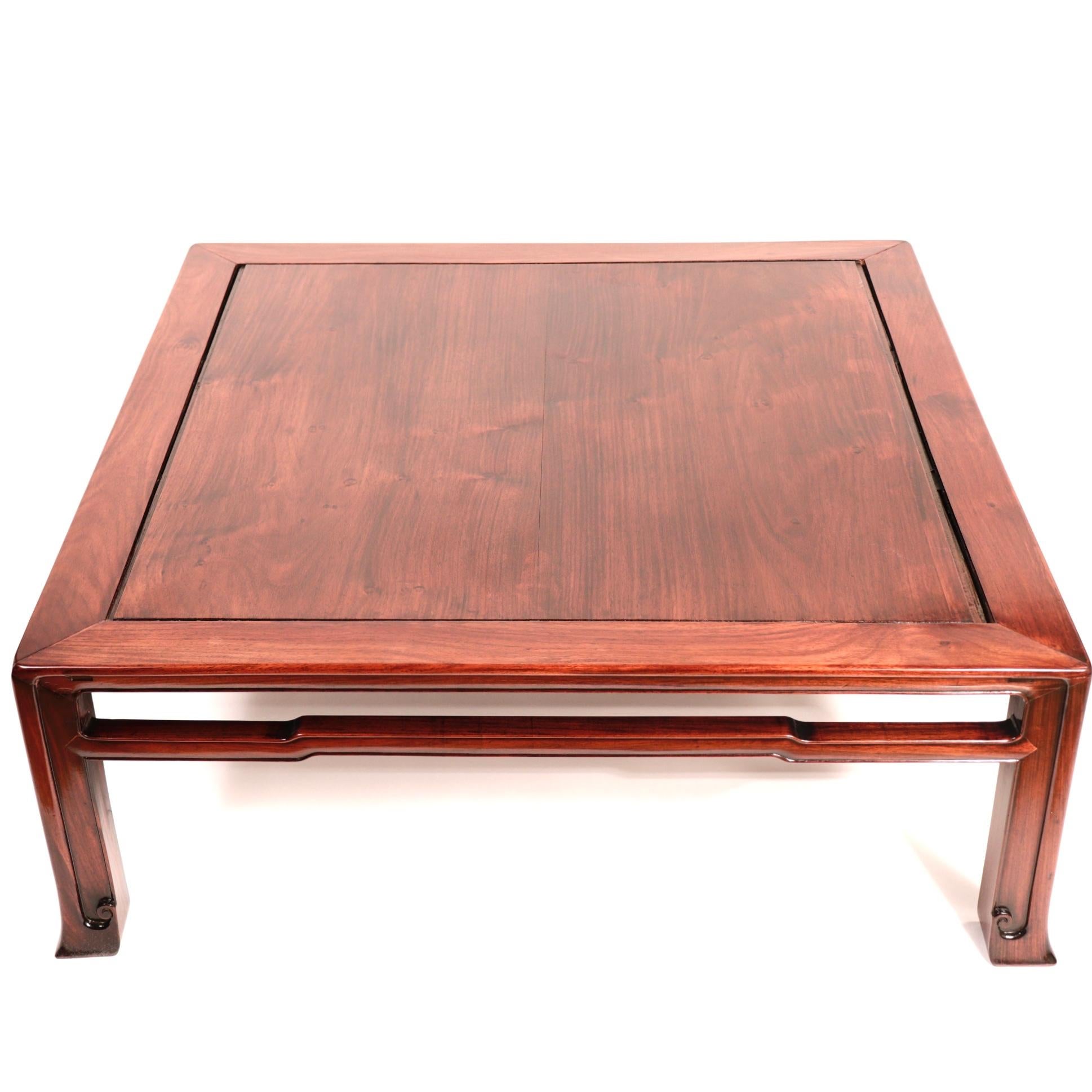 Hand-Crafted Japanese Rosewood Square Tea Table For Sale