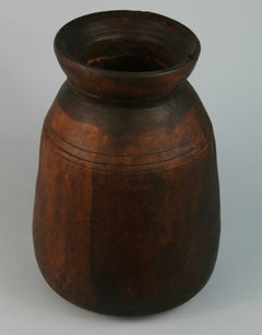 Japanese Rustic Turned Wood Container