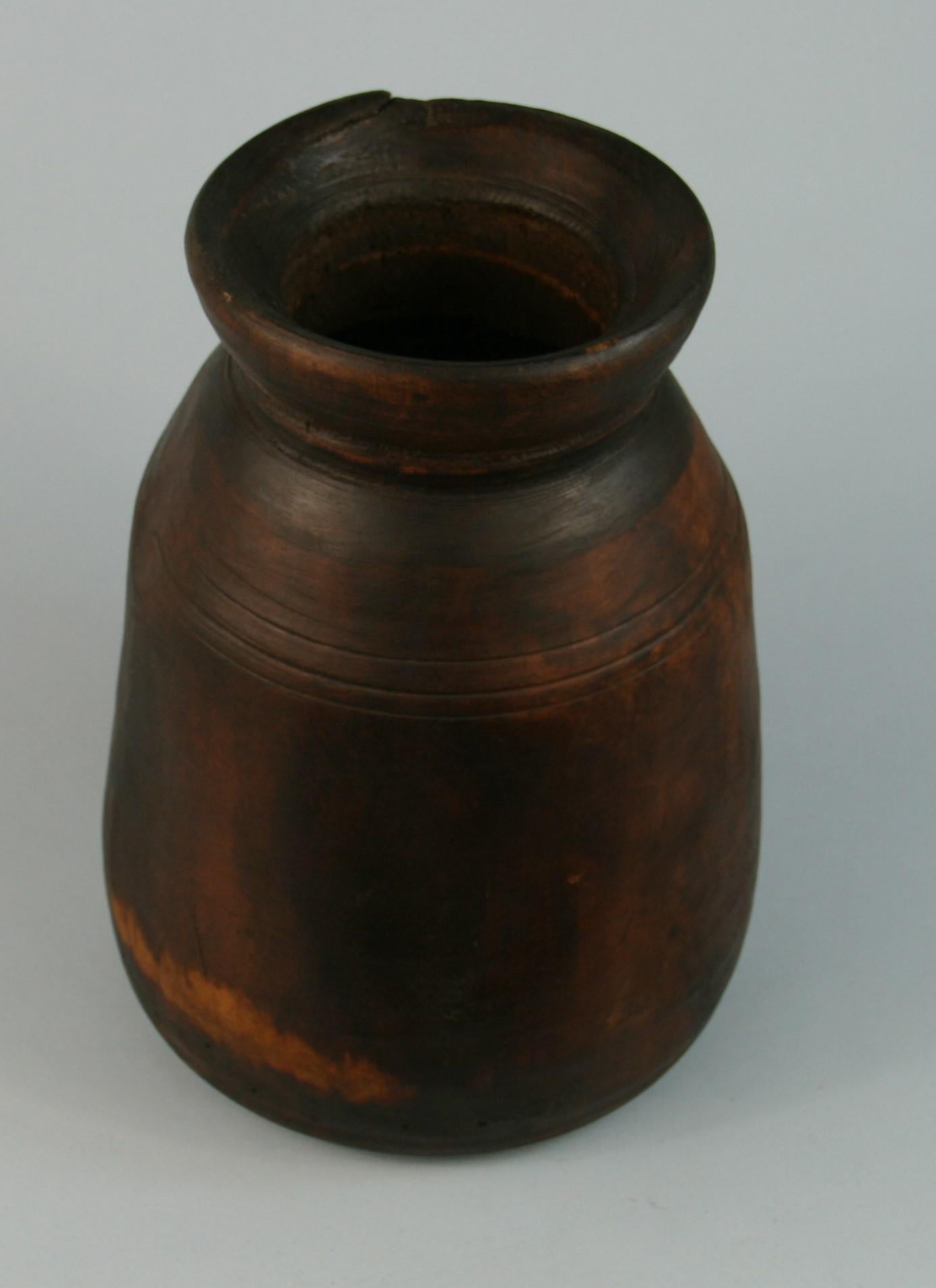 Japanese Rustic Turned Wood Container For Sale 2