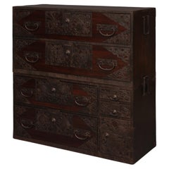 Japanese Sado ishô’dansu 衣装箪笥 (cabinet of drawers) with extensive iron hardware