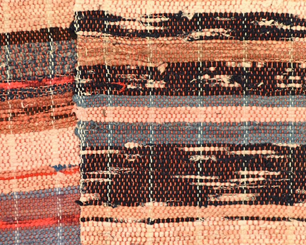 Hand-Woven Japanese 'Saki-ori' Rug with Patchwork Cotton Backing, Early 20th Century