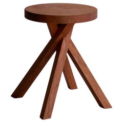 Japanese Sakura wood Stool Inspired by French Stereotomy Craftsmanship