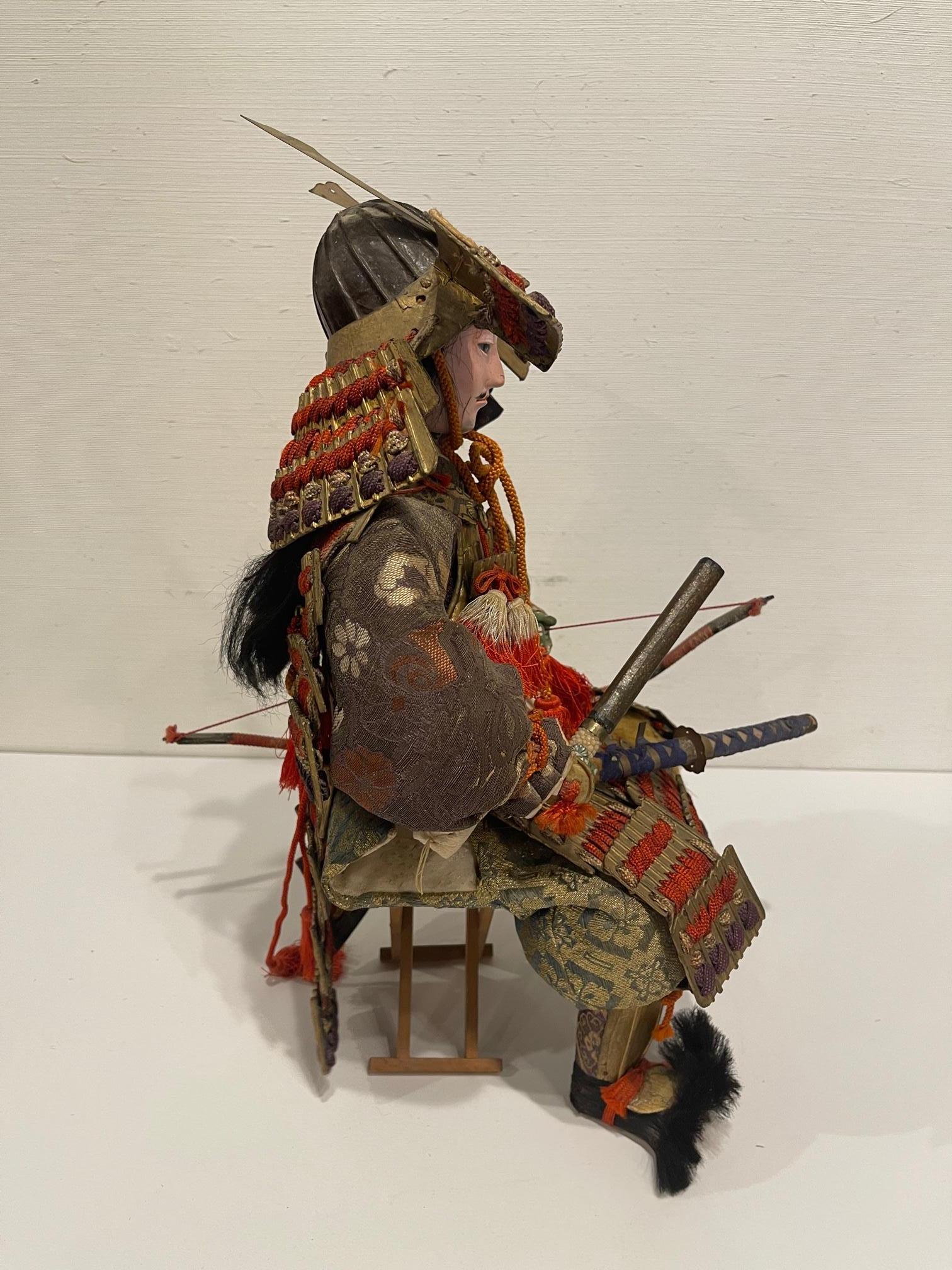 Japanese Samurai Doll or Figure, Meiji Period, Circa 1870s In Good Condition In Savannah, GA